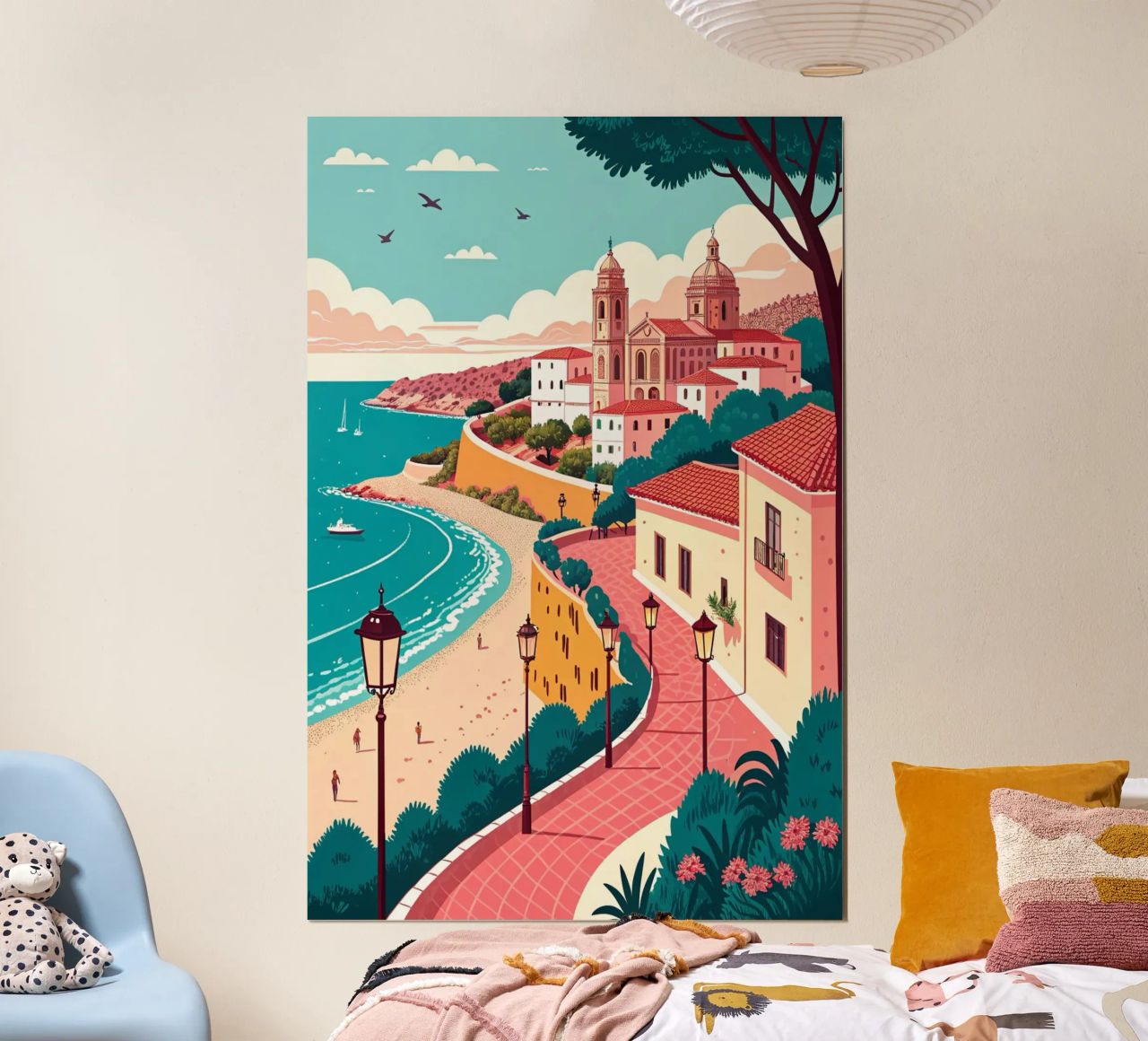 dessin de la ville de malaga pour les amoureux du voyage poster de sichanhan