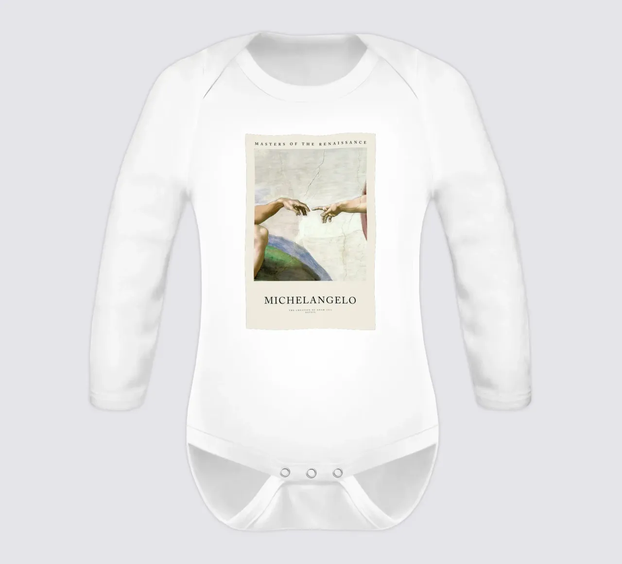 Michelangelo - The Creation of Adam body neonato maniche lunghe da Vintage by JUNIQE