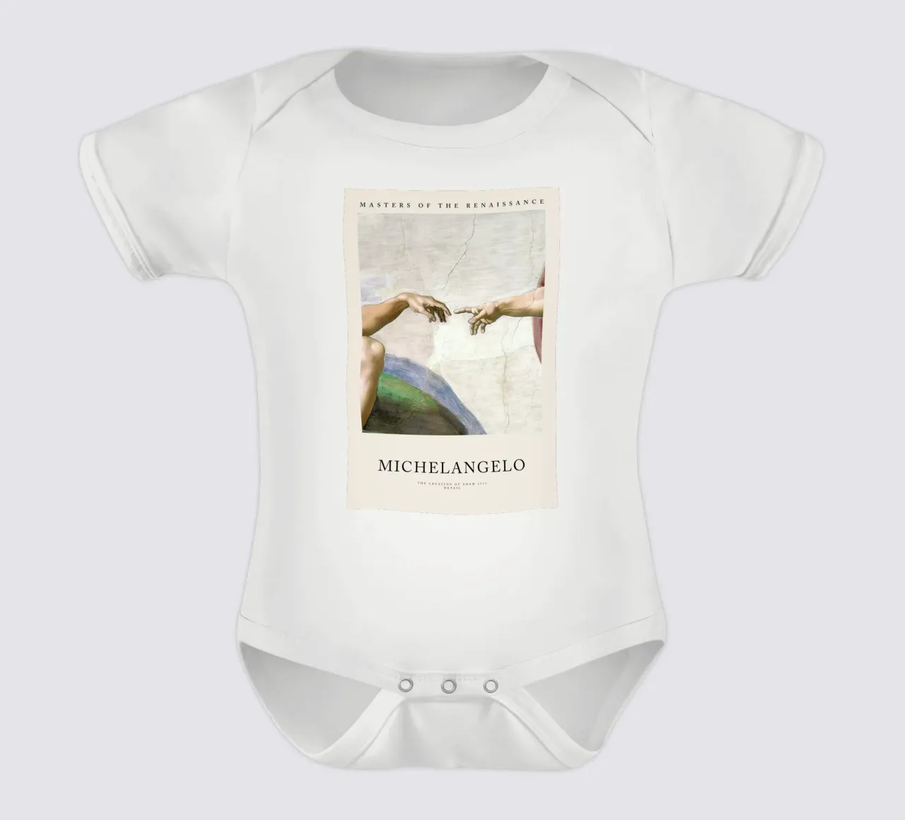 Michelangelo - The Creation of Adam body neonato maniche corte da Vintage by JUNIQE