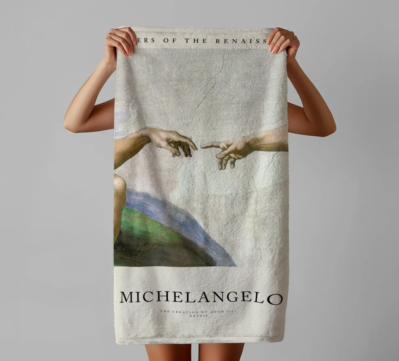 Michelangelo - The Creation of Adam towel by Vintage by JUNIQE