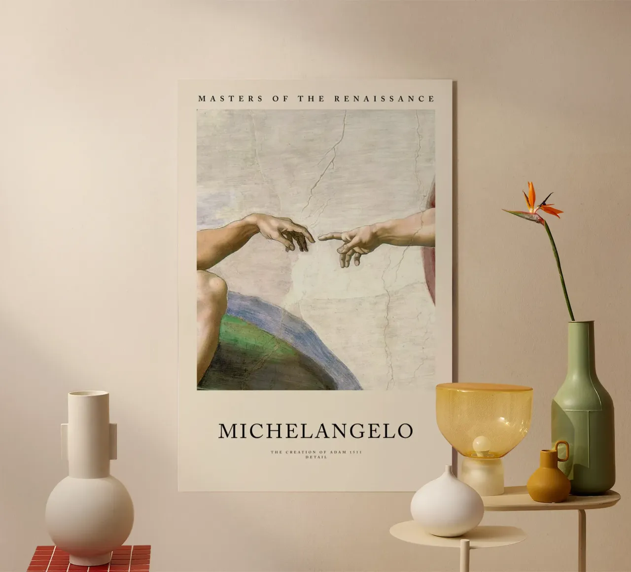 Michelangelo - The Creation of Adam metacrilato de Vintage by JUNIQE