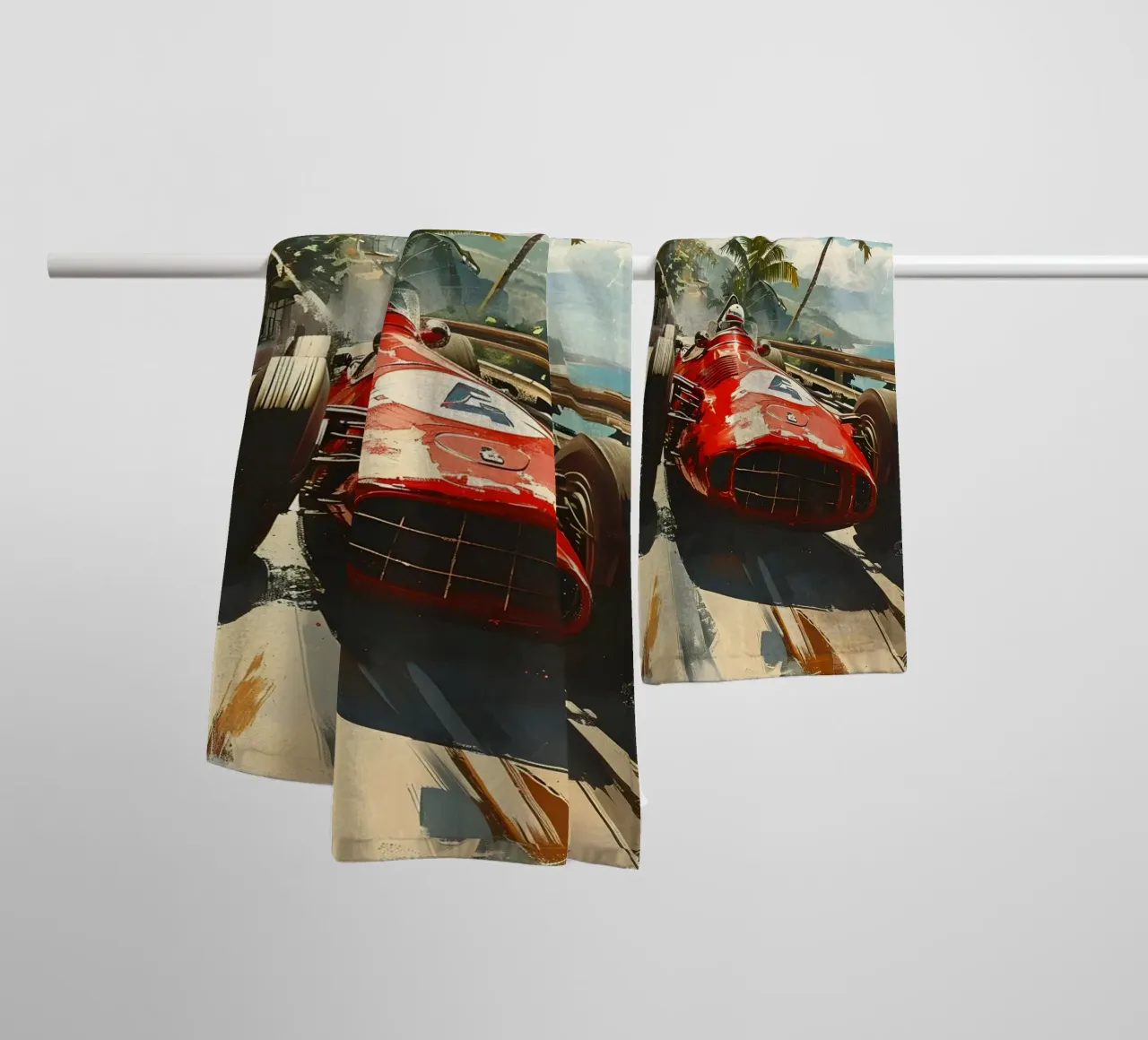 Klassischer Rennwagen in der Karibik asciugamano da bagno da Vintage Travel Art
