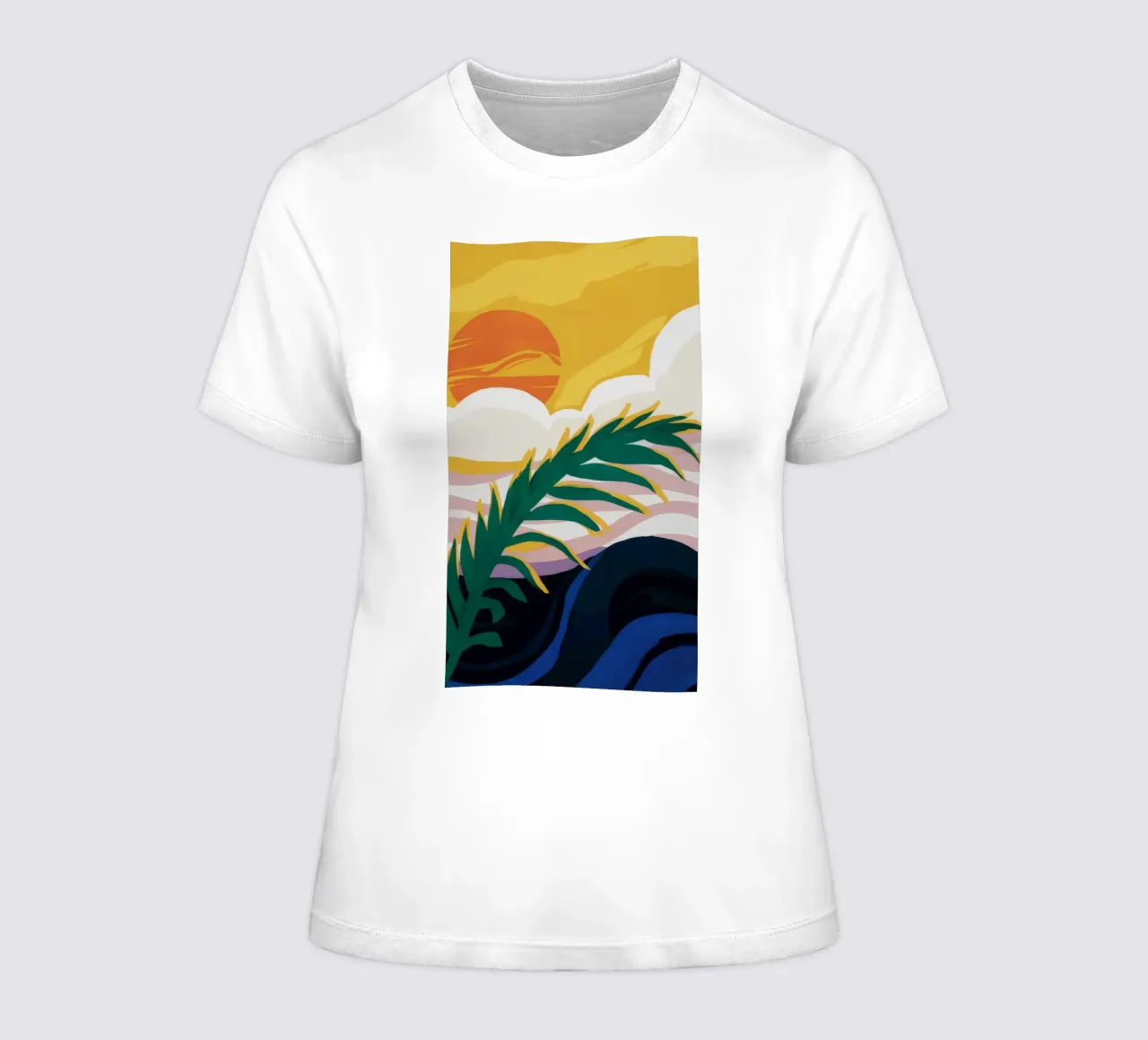 Tramonto delle foglie di palma t-shirt da donna da Jasper Rune