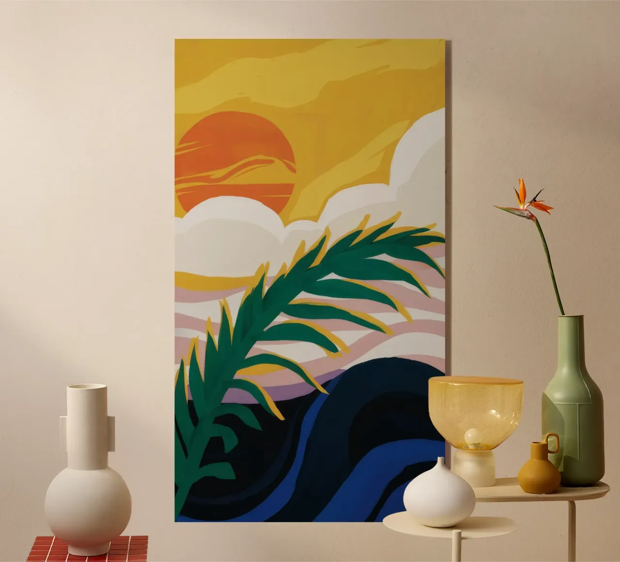 Palm Leaf Sunset acrylic glass by Jasper Rune