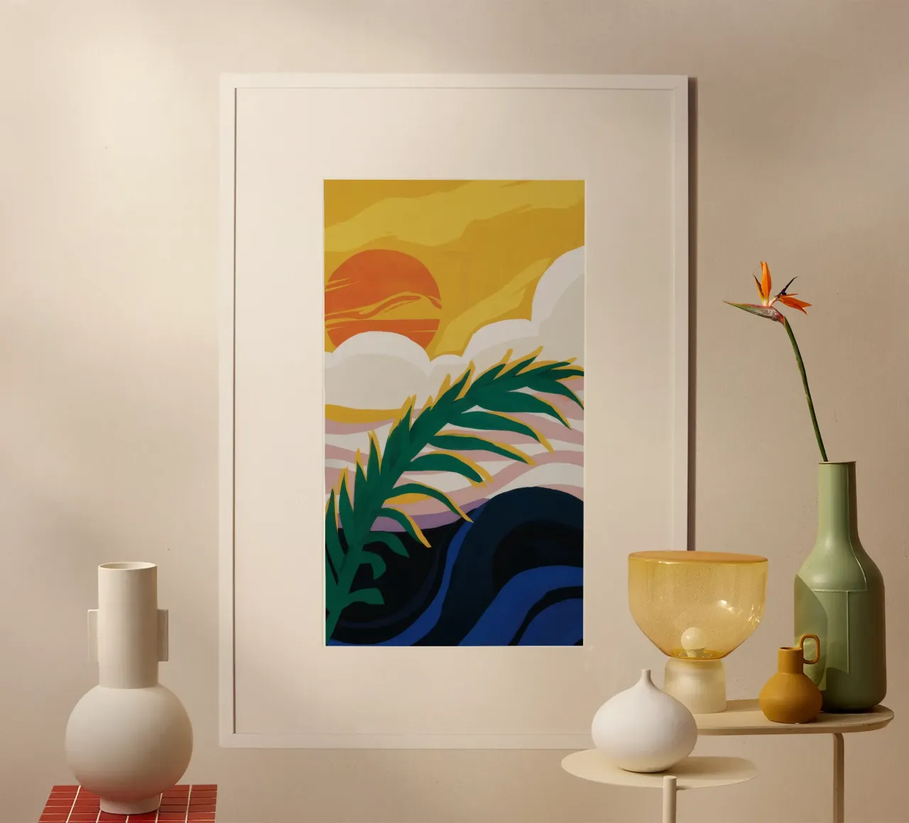 Tramonto delle foglie di palma poster da Jasper Rune