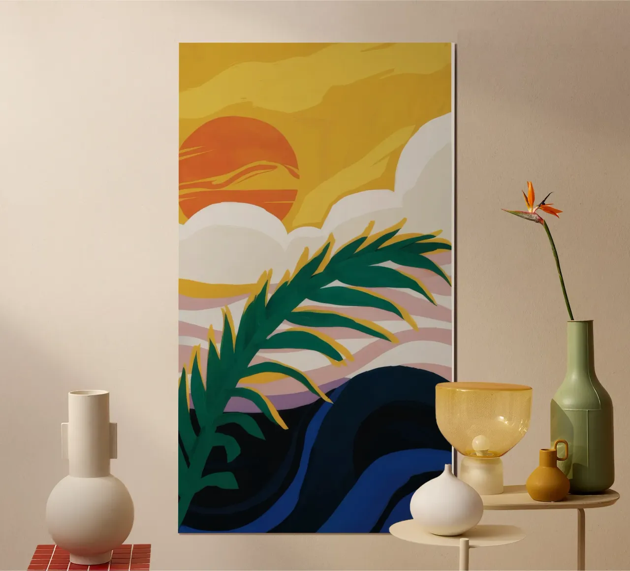 Tramonto delle foglie di palma poster da Jasper Rune