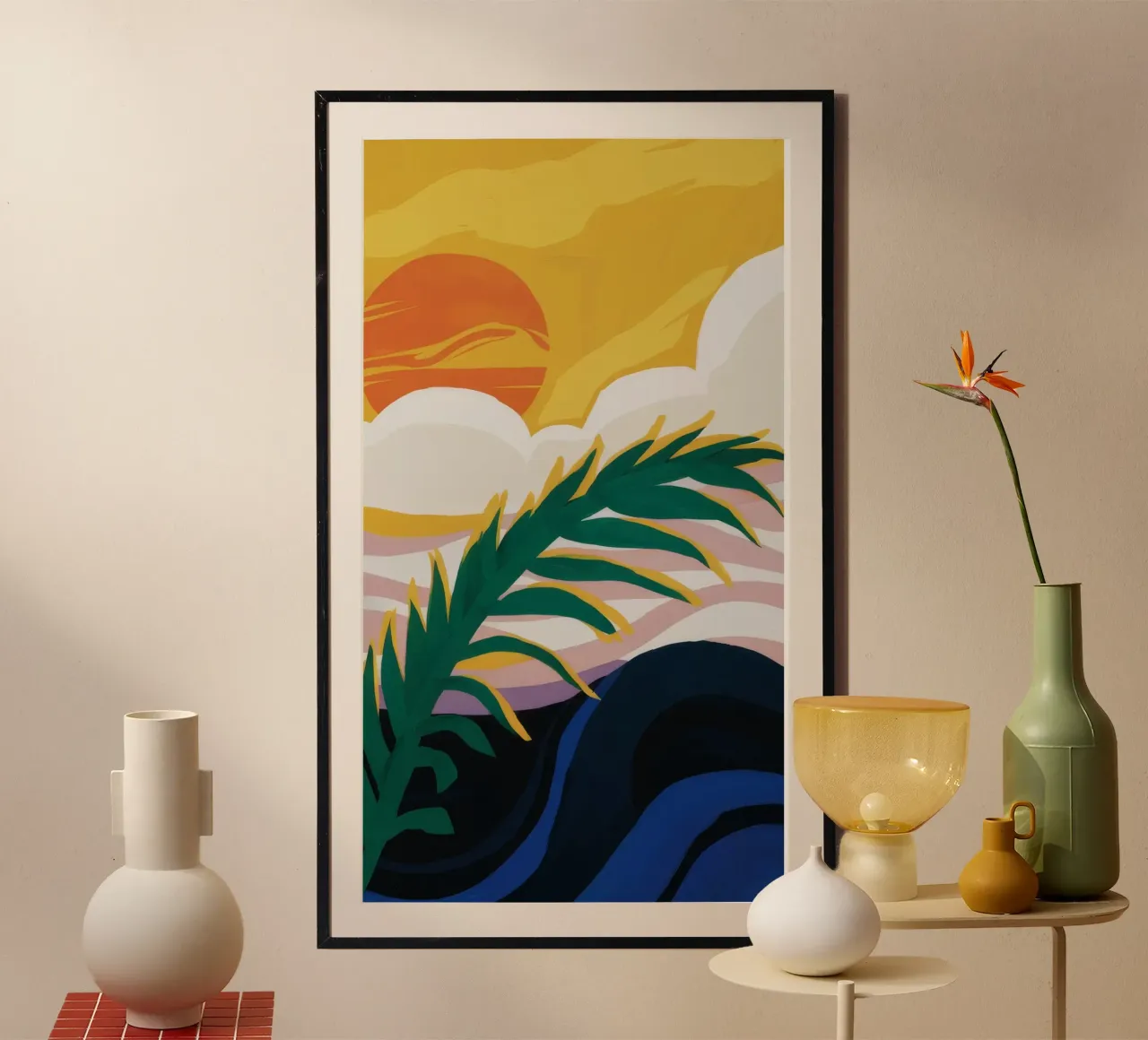 Tramonto delle foglie di palma poster da Jasper Rune