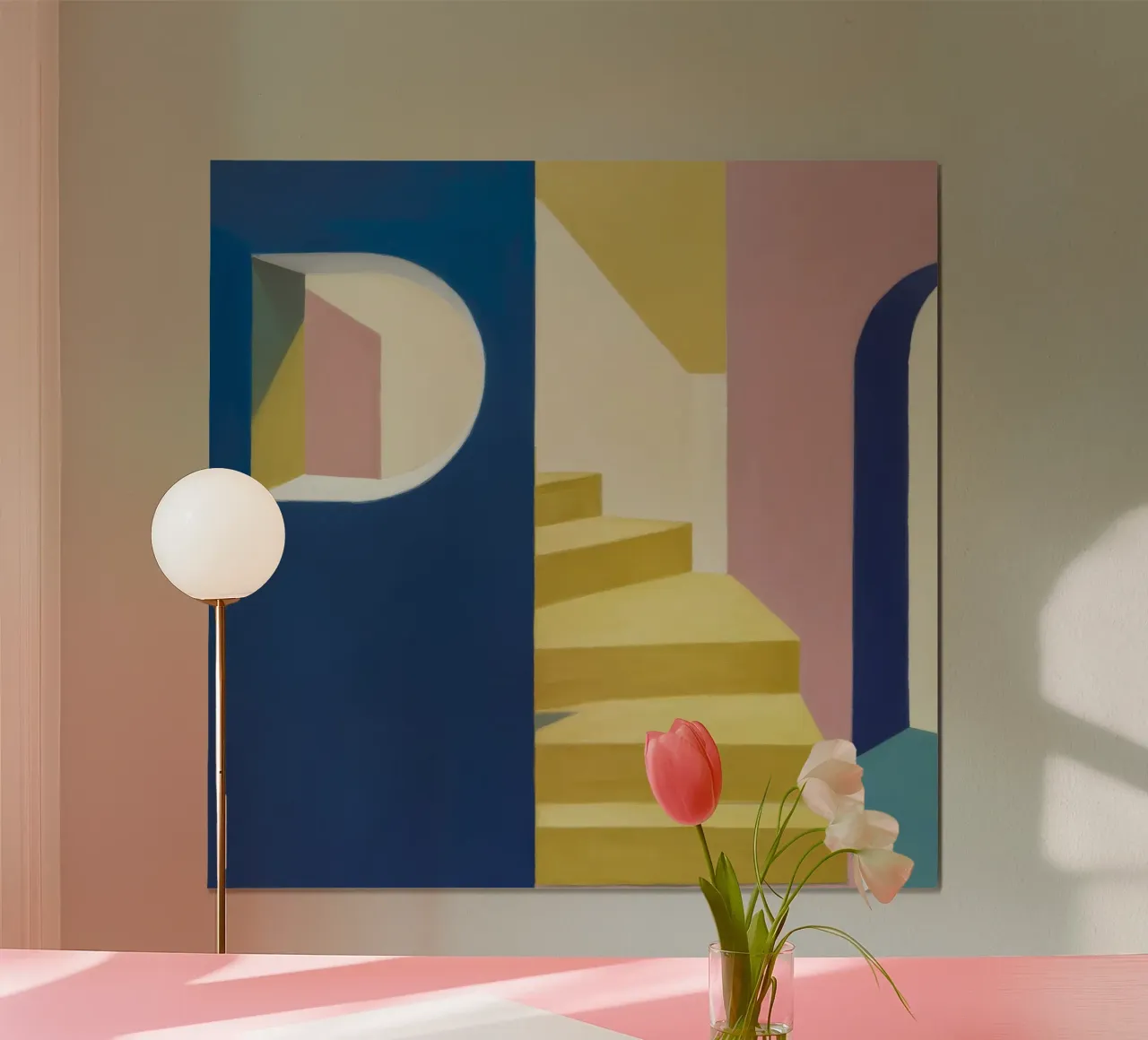 Yellow Stairs Blue Wall poster by Jasper Rune