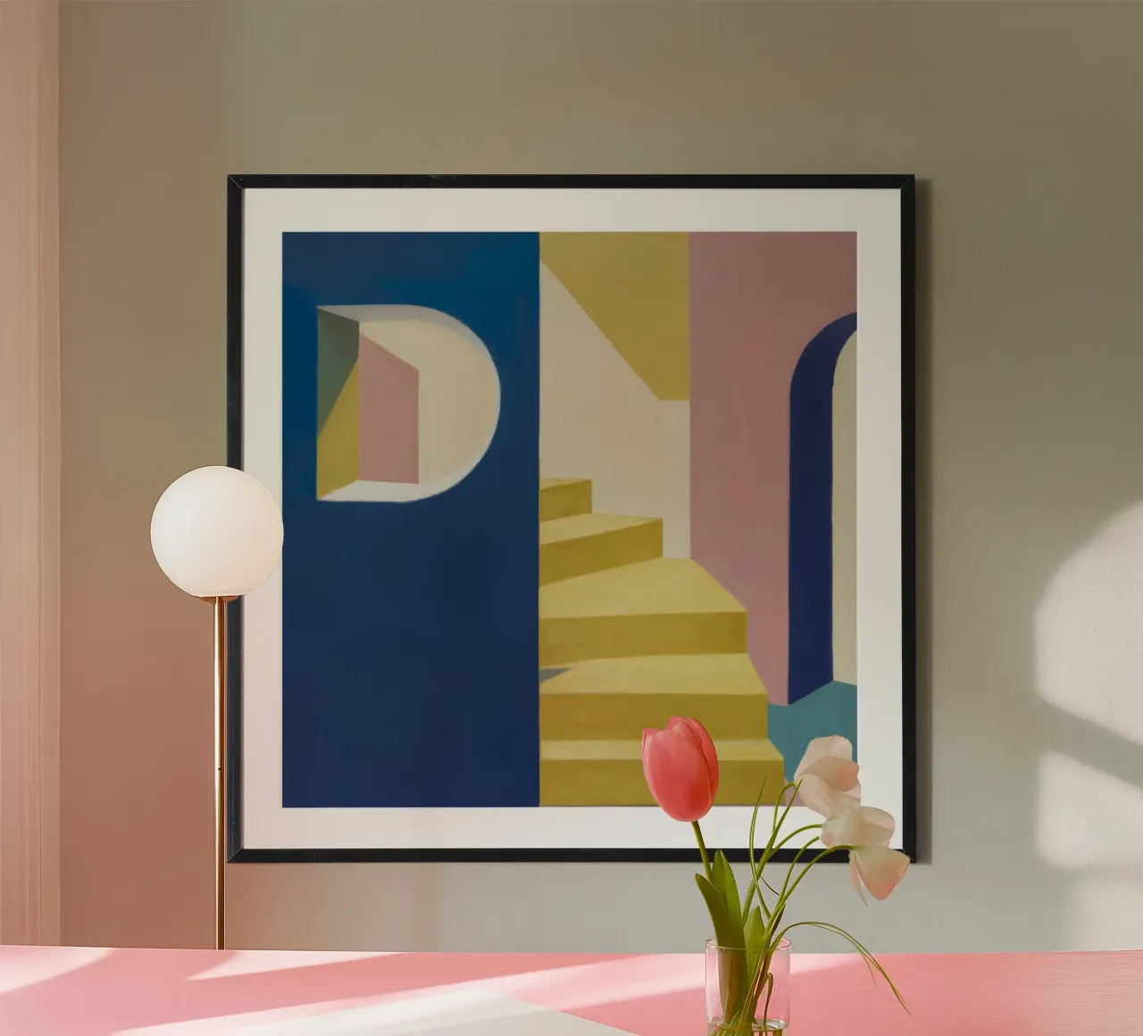 Yellow Stairs Blue Wall poster by Jasper Rune
