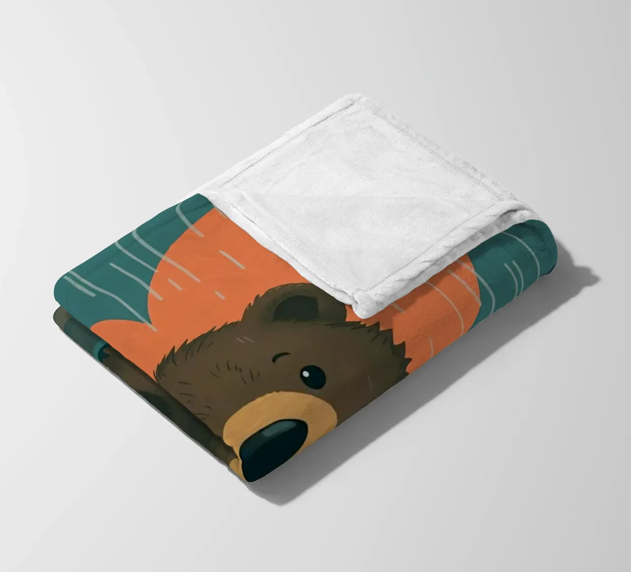 Simpatico orso seduto sotto la pioggia sotto un grande cuore a forma di coperta in pile da DesignDoodle
