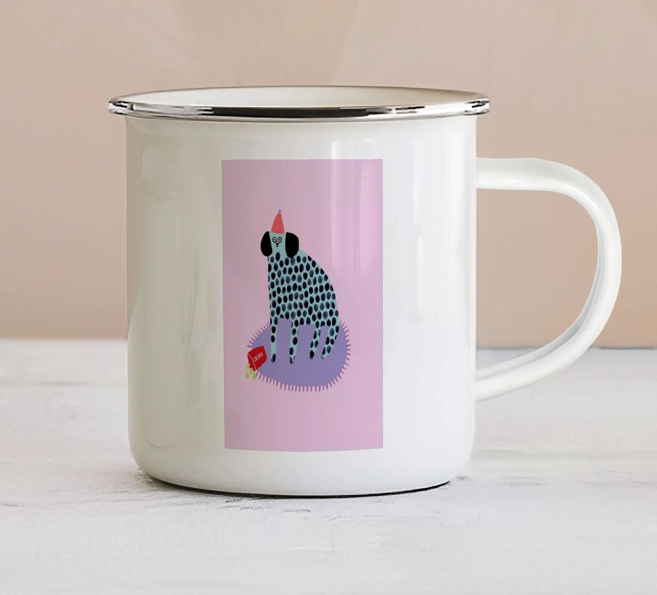 Partydog tazza in smalto da Lora O'Callaghan