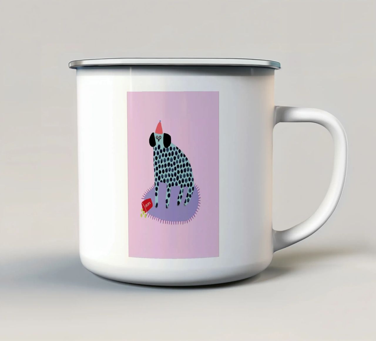 Partydog tazza in smalto da Lora O'Callaghan