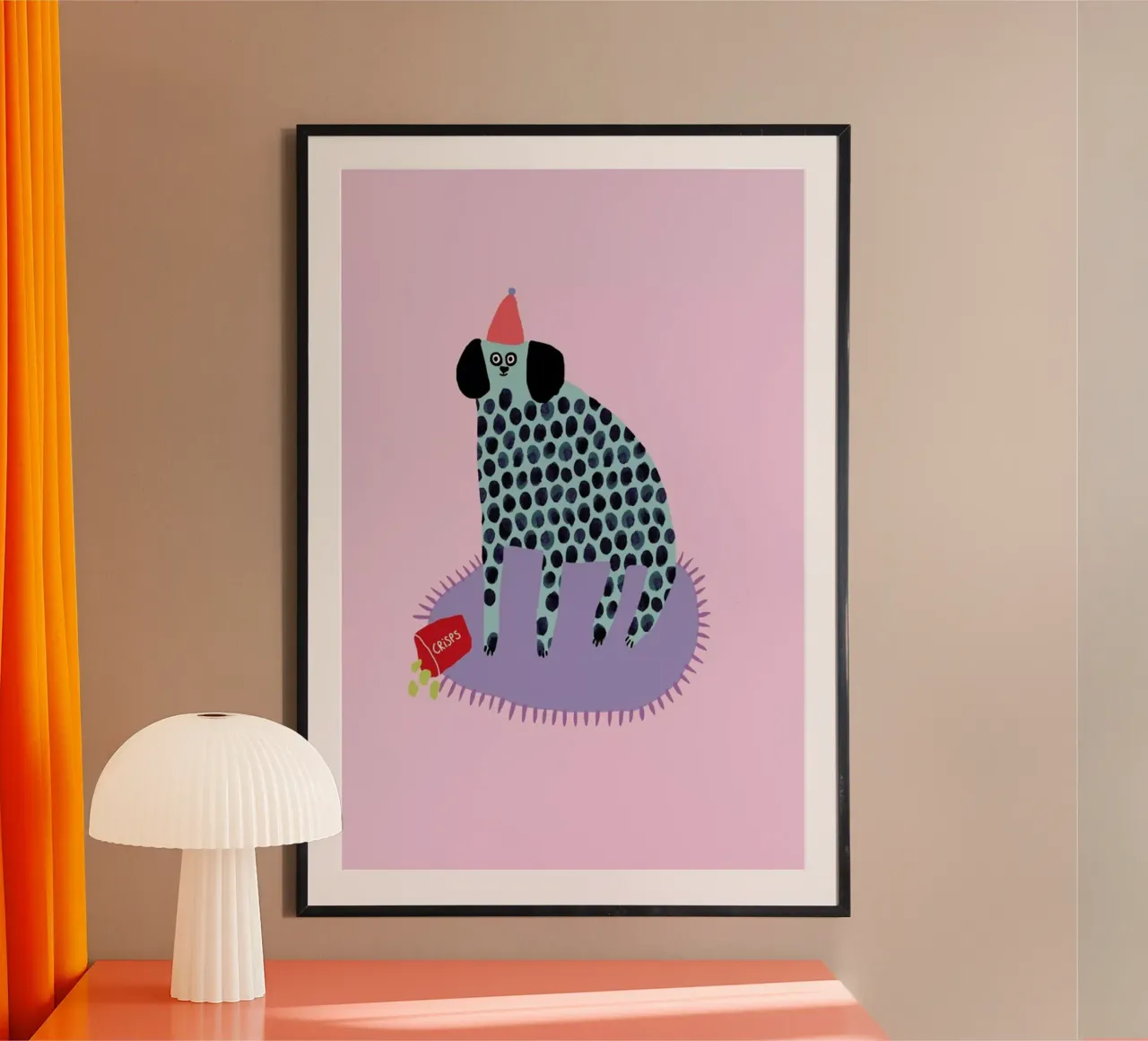 Partydog poster con telaio in plastica da Lora O'Callaghan