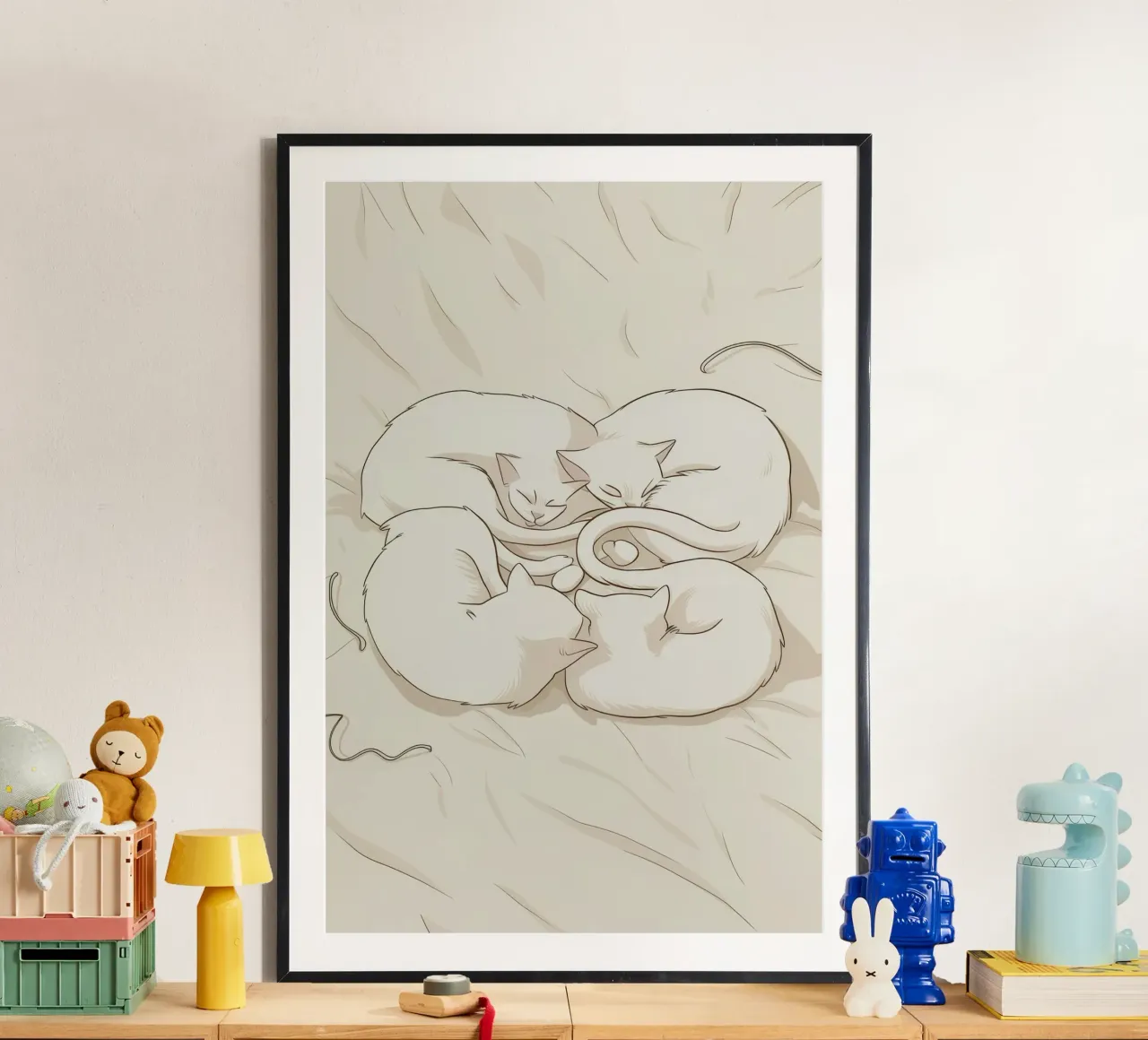 Armonia dei gattini intrecciati poster con telaio in plastica da Petal Canvas