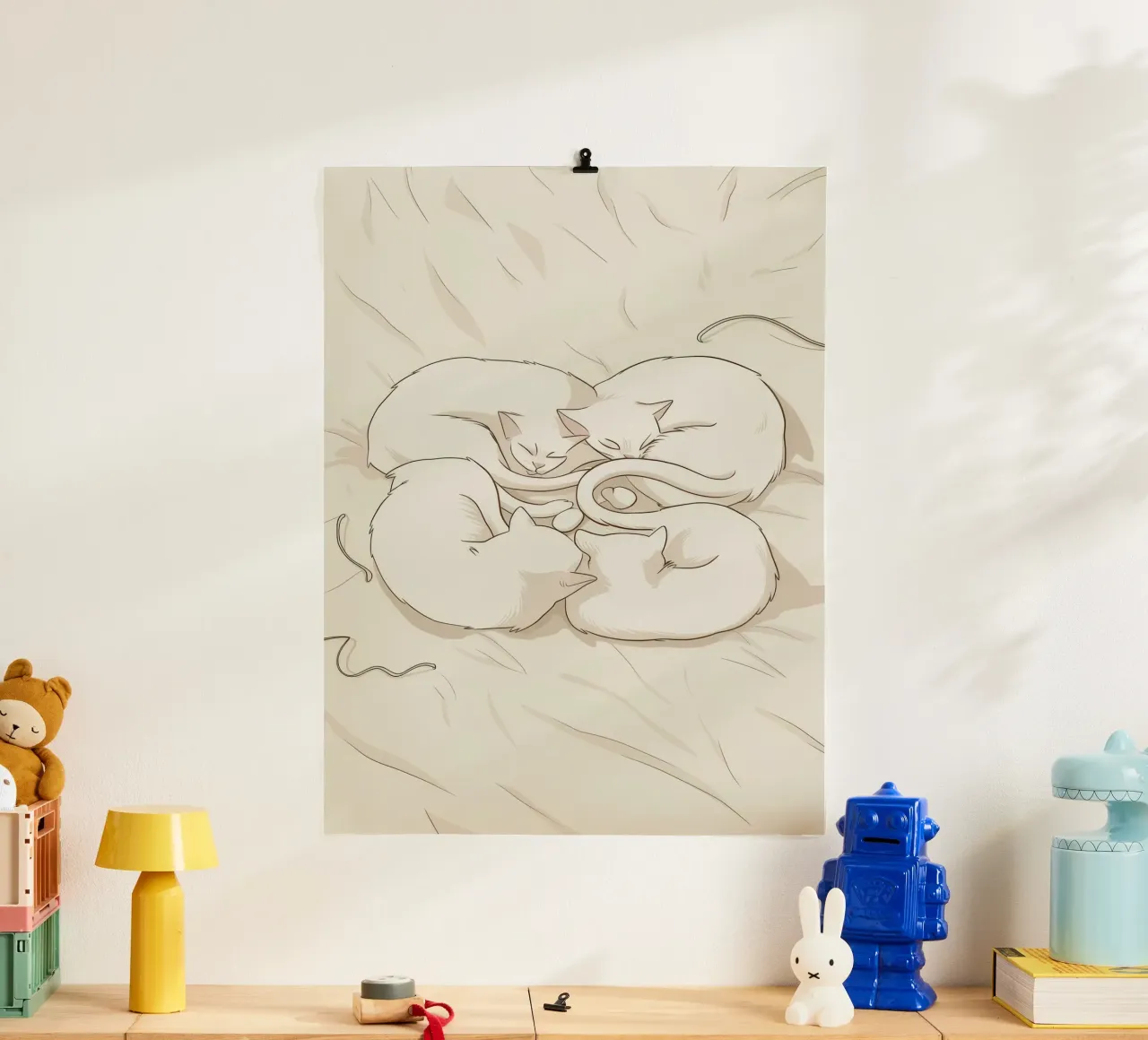 Armonia dei gattini intrecciati poster con telaio in plastica da Petal Canvas