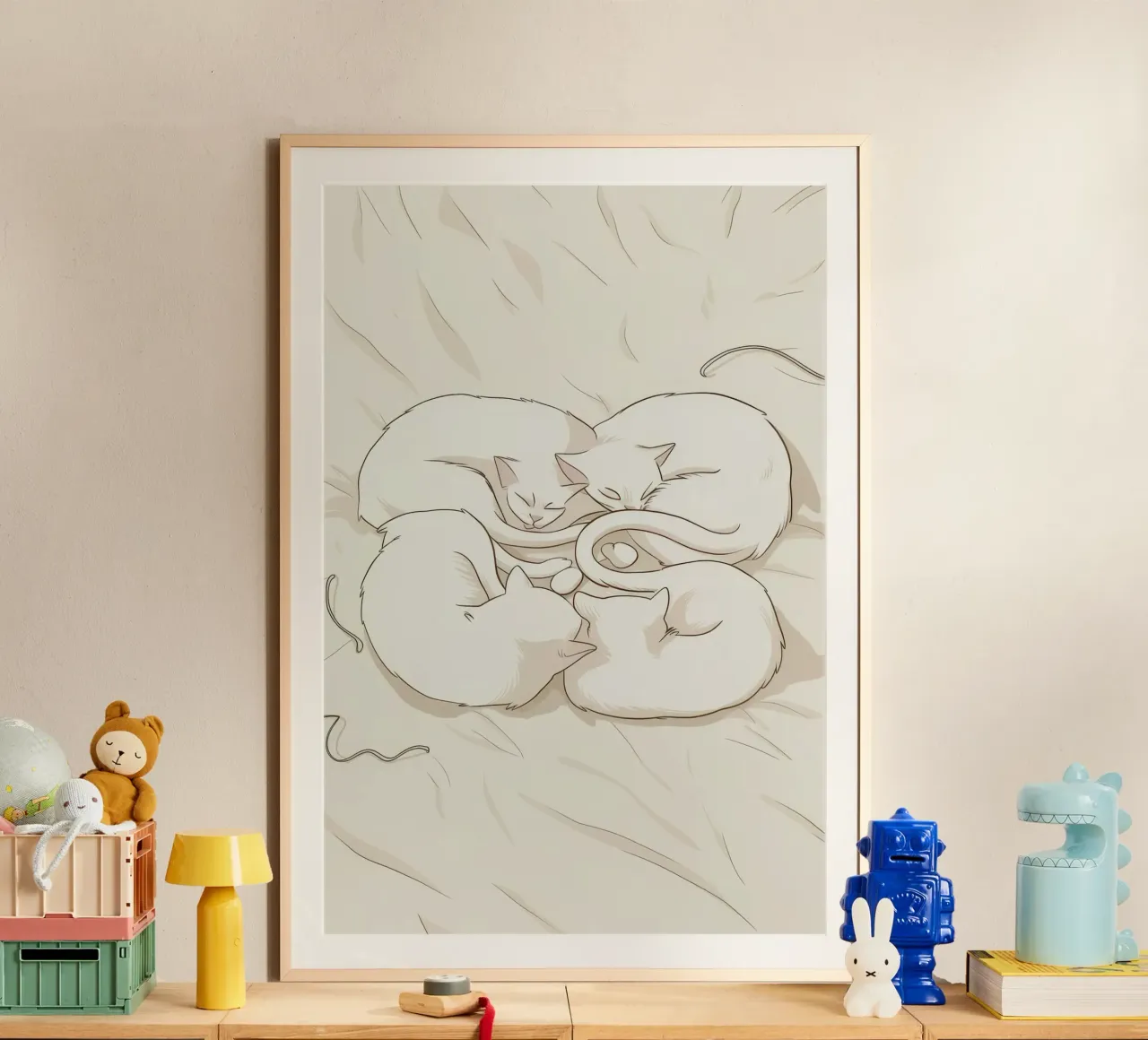 Armonia dei gattini intrecciati poster con telaio in plastica da Petal Canvas