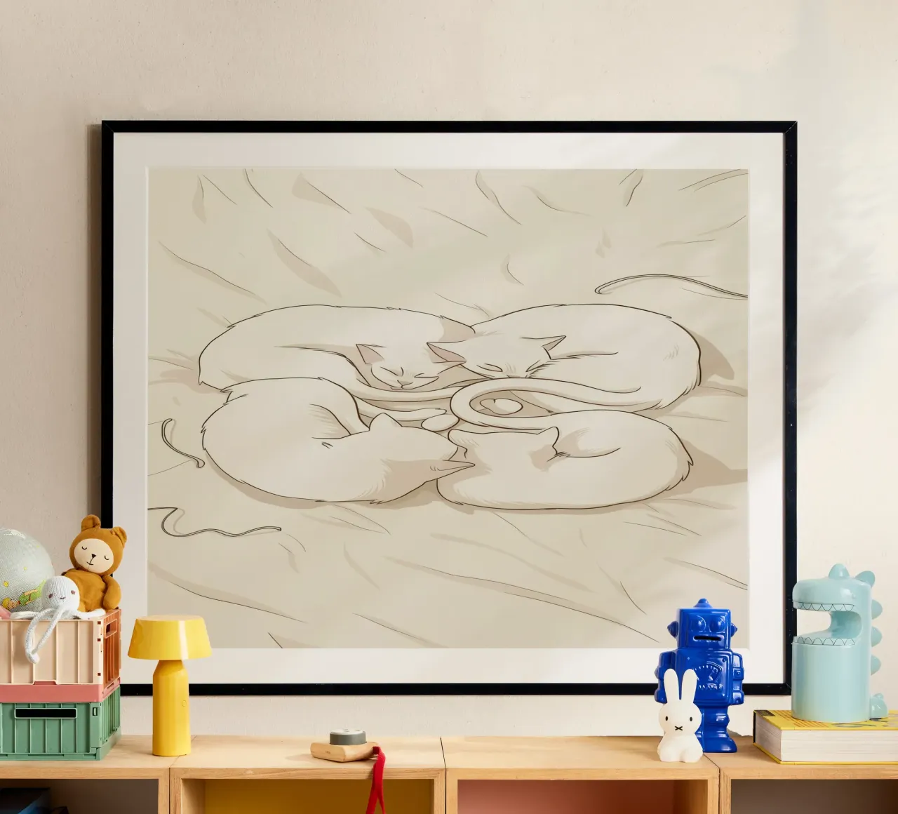 Armonia dei gattini intrecciati poster con telaio in plastica da Petal Canvas