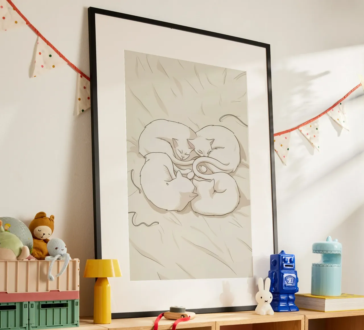 Armonia dei gattini intrecciati poster con telaio in plastica da Petal Canvas