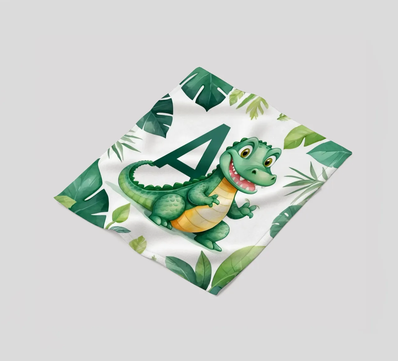 Il divertente personaggio dell'alligatore mette in mostra la lettera A in un tema naturalistico coperta in pile da DesignDoodle