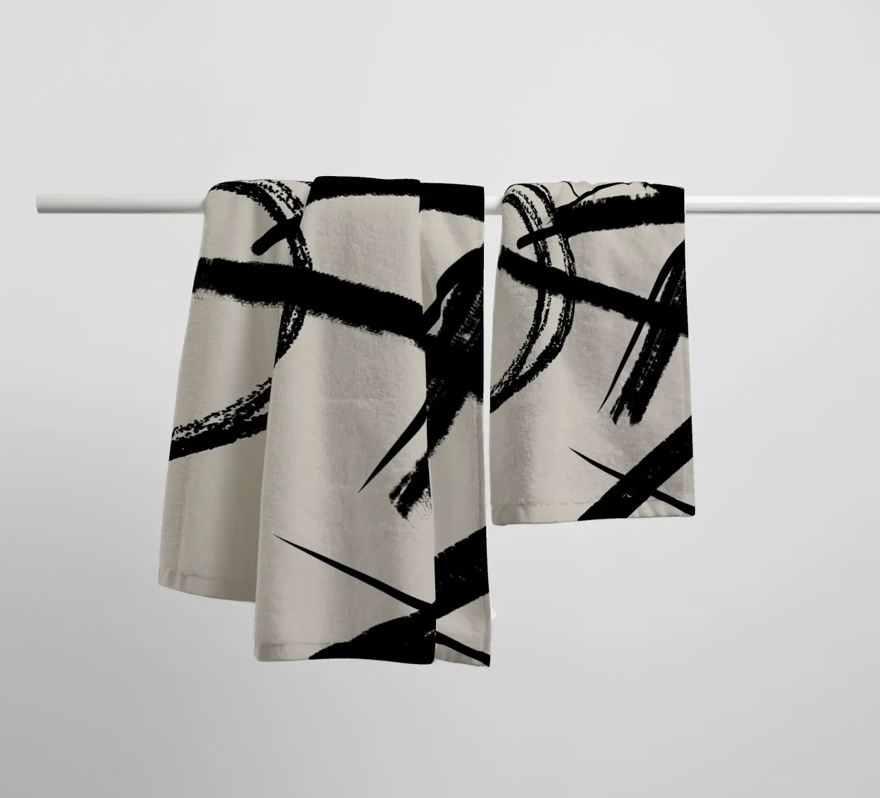 Abstract and modern artwork with lines and circles towel by Imaginative