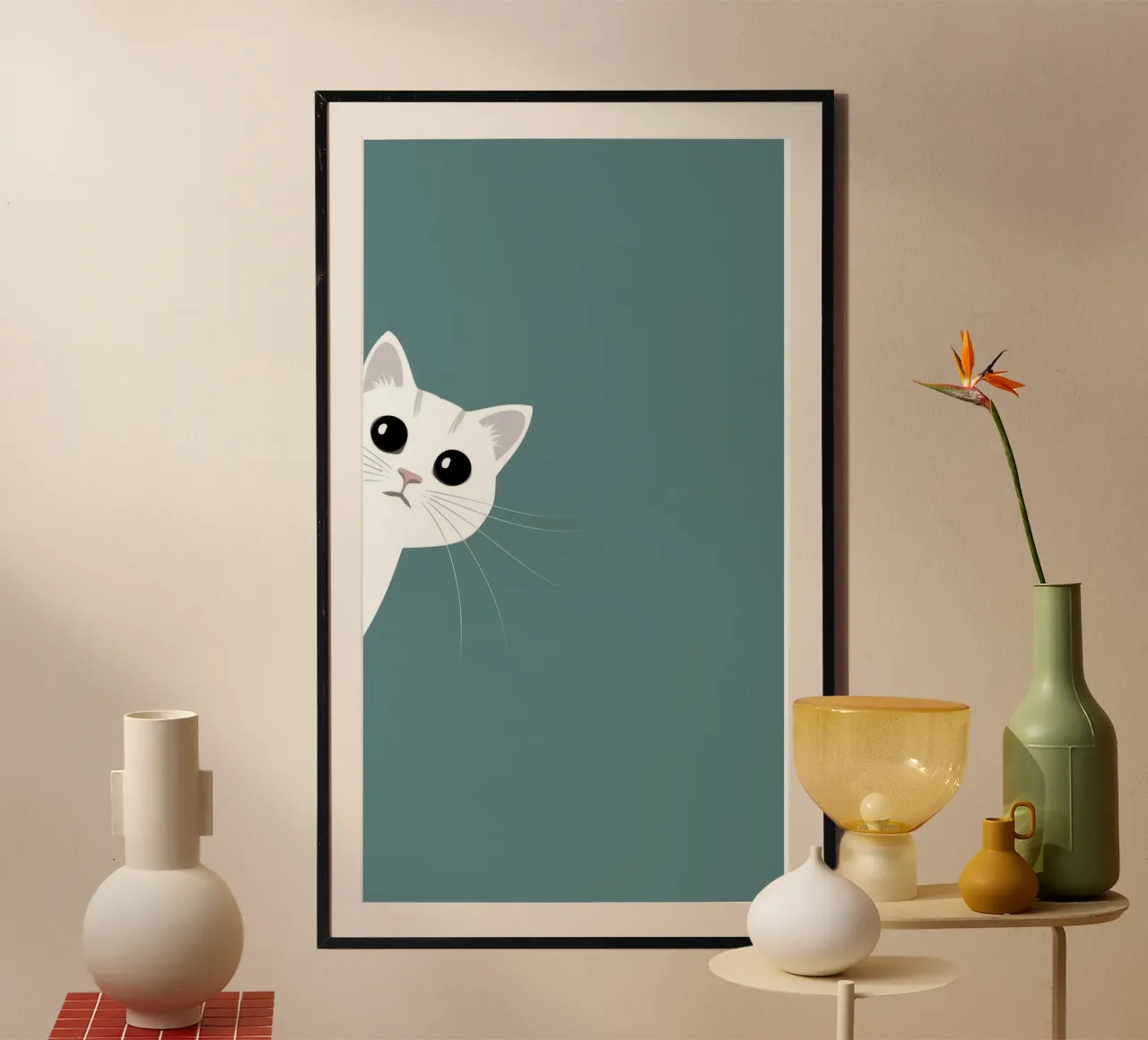 Sbirciare l'angolo curioso poster con telaio in alluminio da Stone Patina