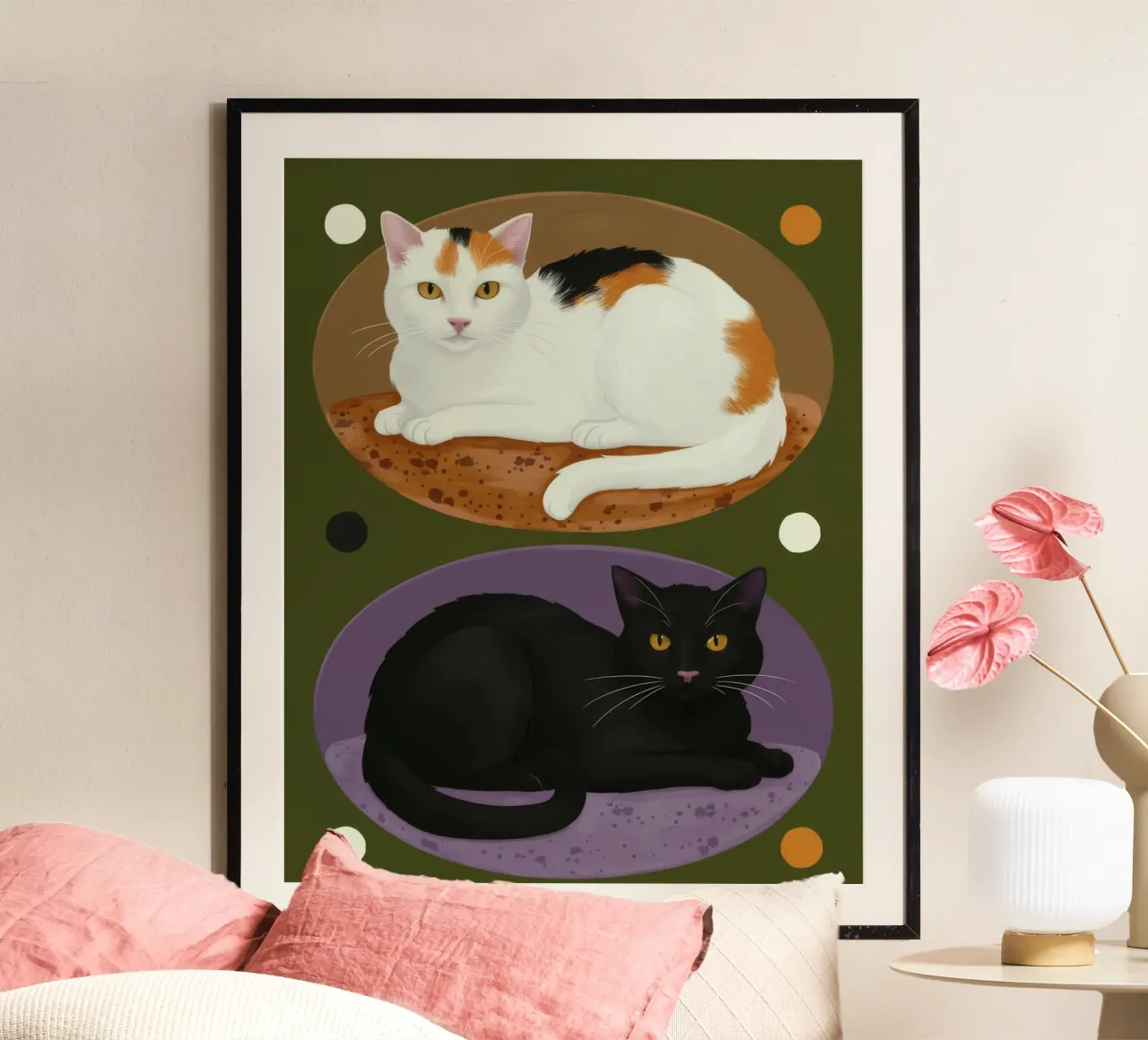 Piatto doppio felino poster con telaio in alluminio da Stone Patina