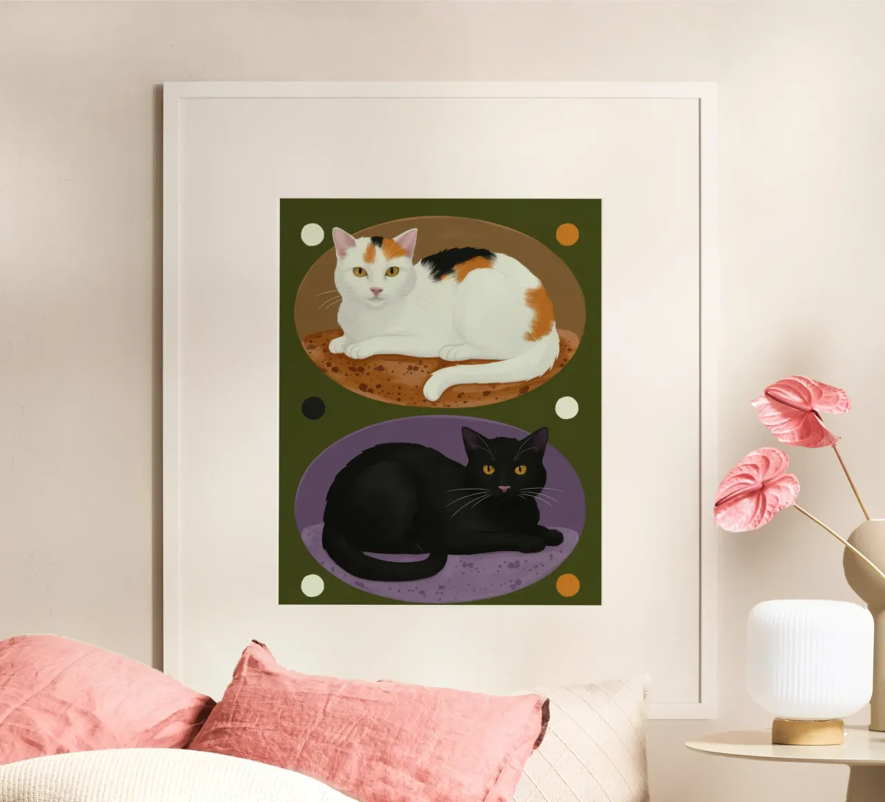 Piatto doppio felino poster con telaio in alluminio da Stone Patina