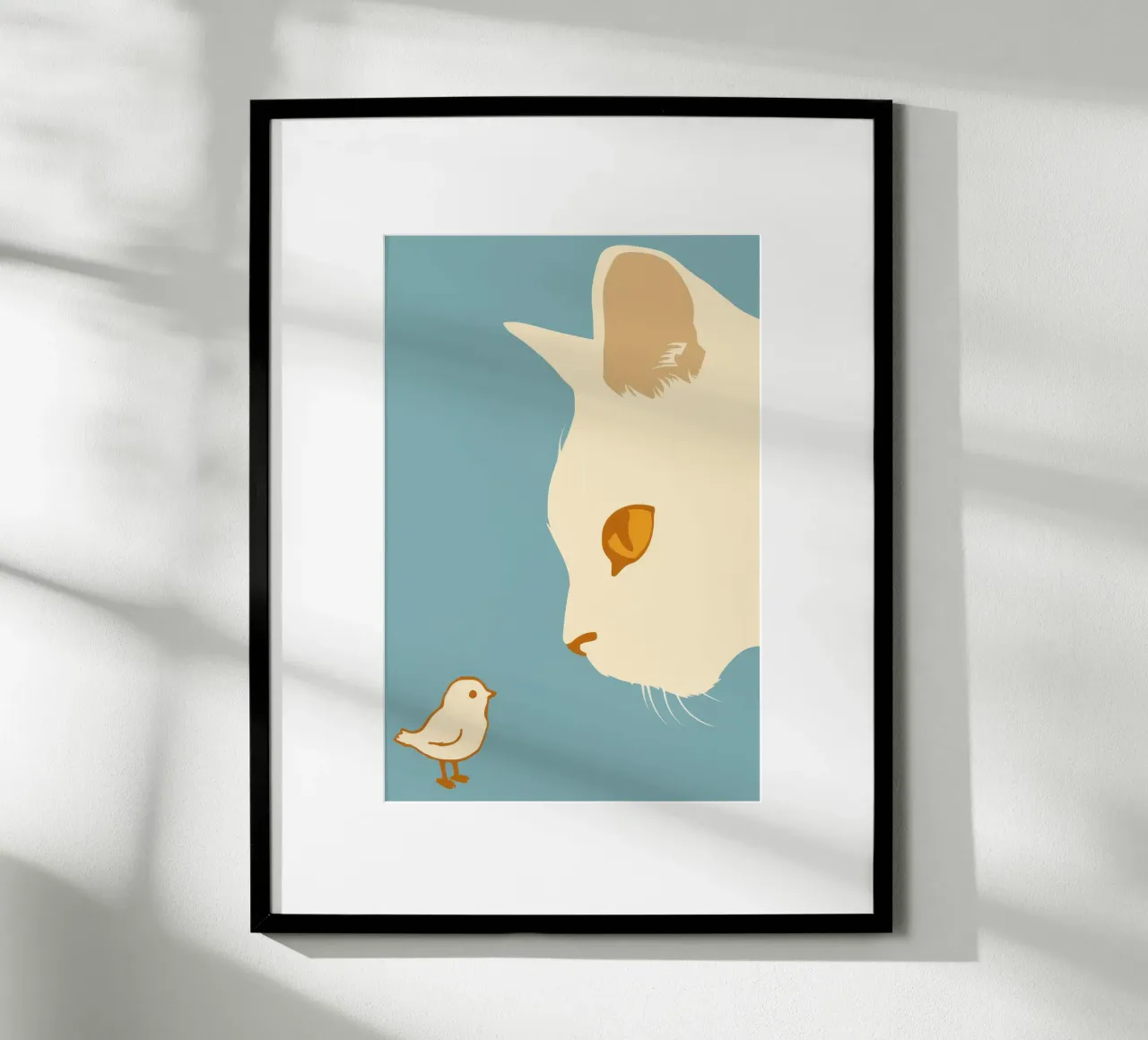 Incontro con gli uccelli dorati poster con telaio in legno da Stone Patina