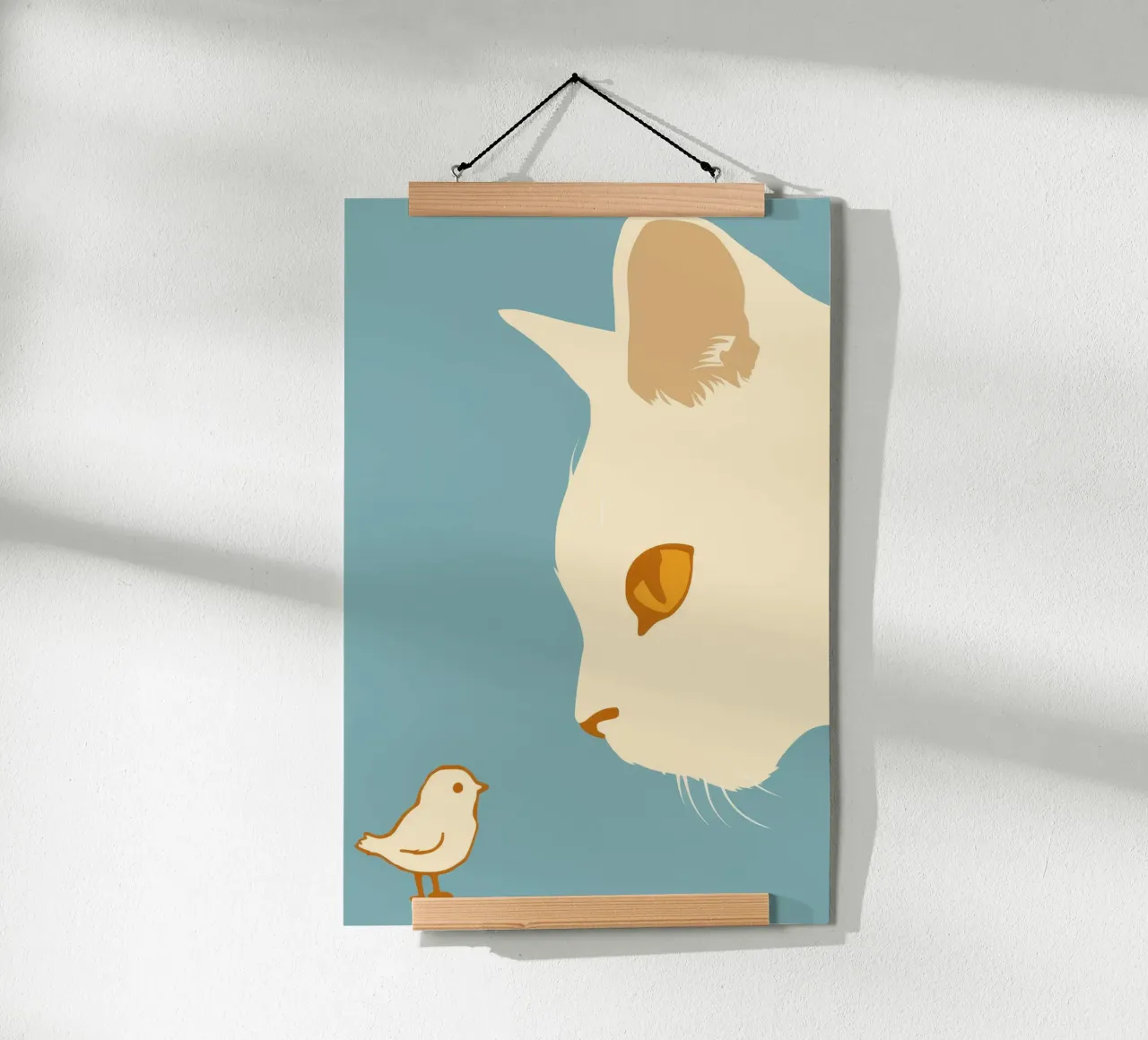 Incontro con gli uccelli dorati poster con telaio in legno da Stone Patina