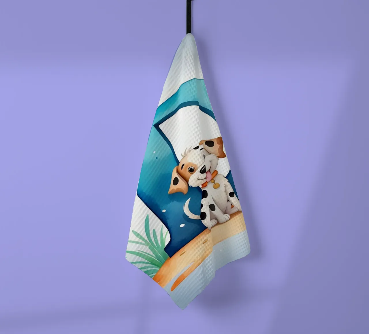 Chiot enjoué avec la lettre D dans un cadre joyeux pour l'éducation. torchon de DesignDoodle