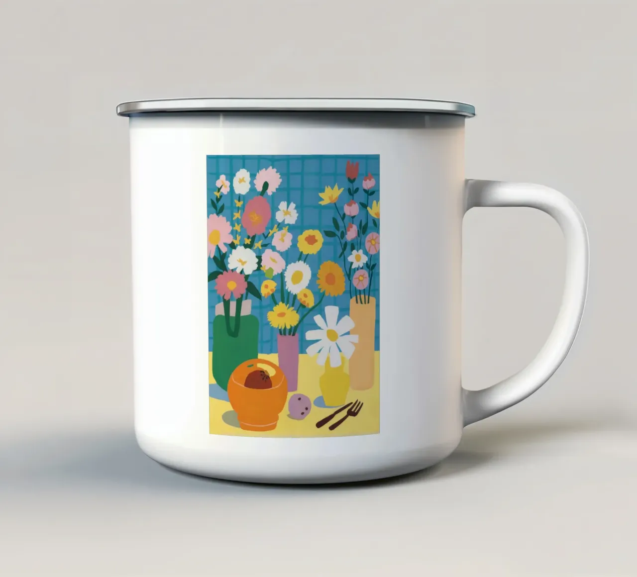 Daisy Bucket Sunshine tazza in smalto da Haven Mirage