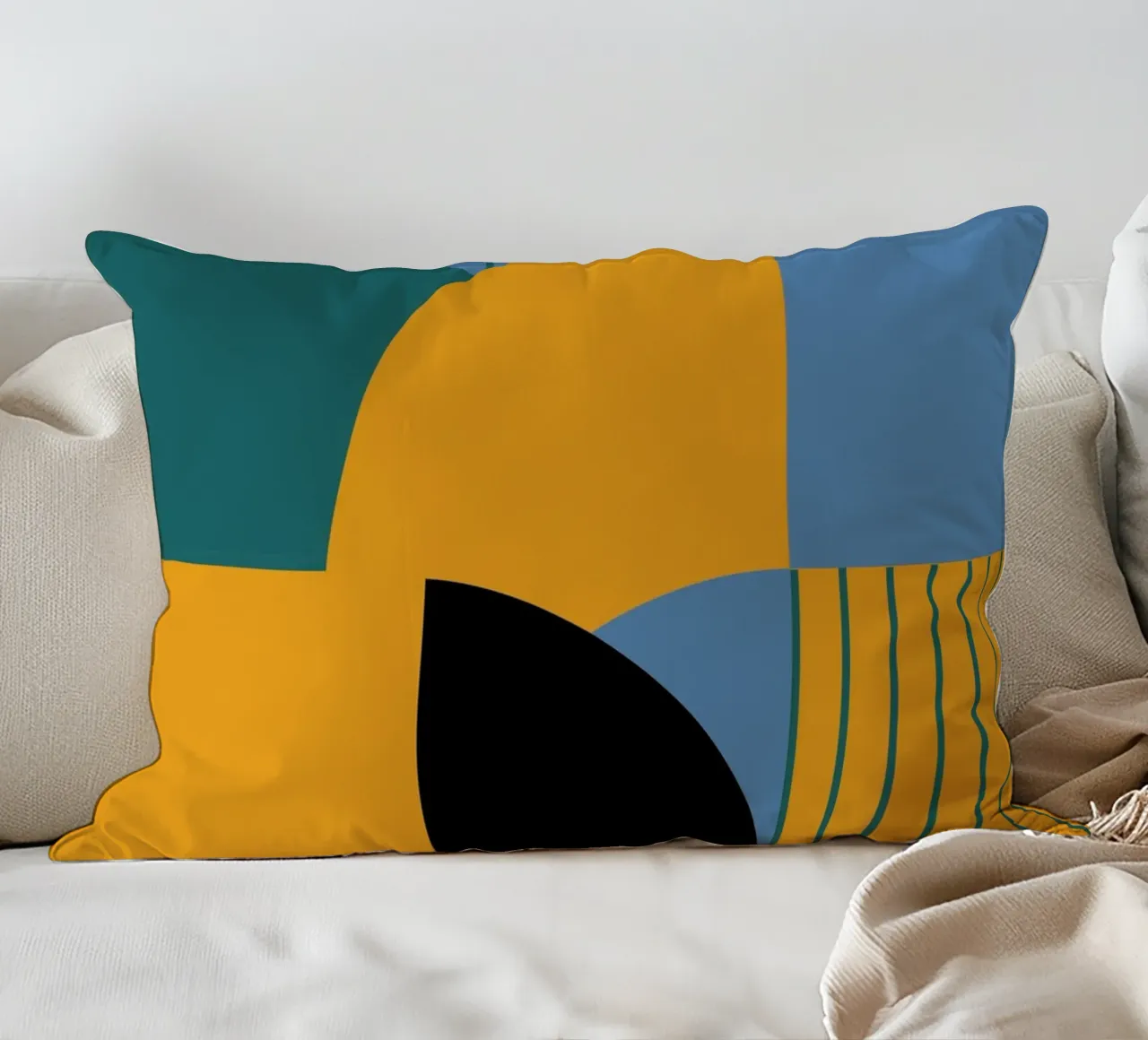 Bauhaus Geometry - Retro Shapes Poster decorative cushion by Studio Vibe
