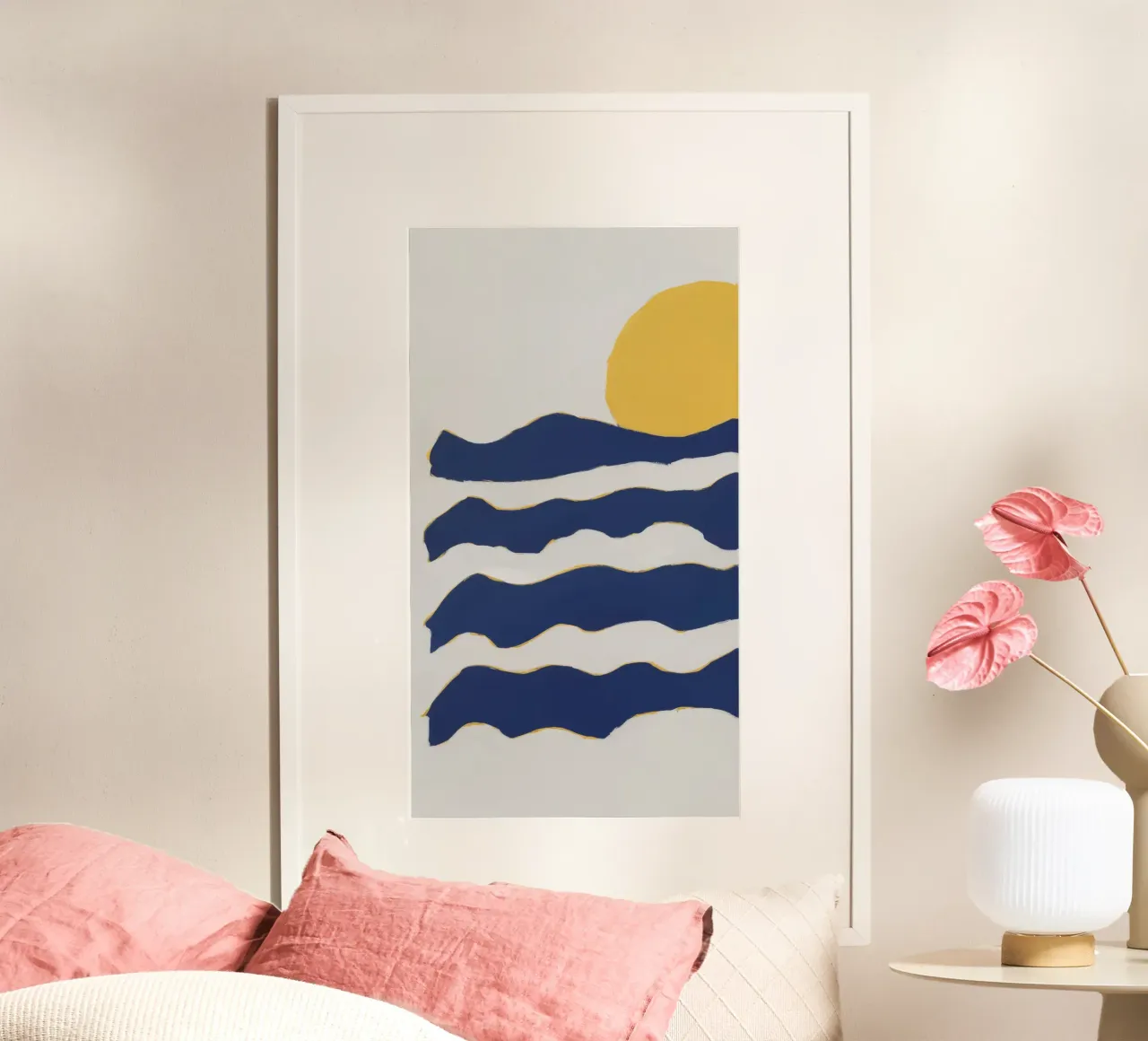 Ritmo dell'onda di mezzanotte poster con telaio in legno da Stone Patina