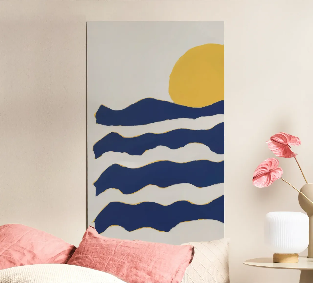 Ritmo dell'onda di mezzanotte poster con telaio in legno da Stone Patina