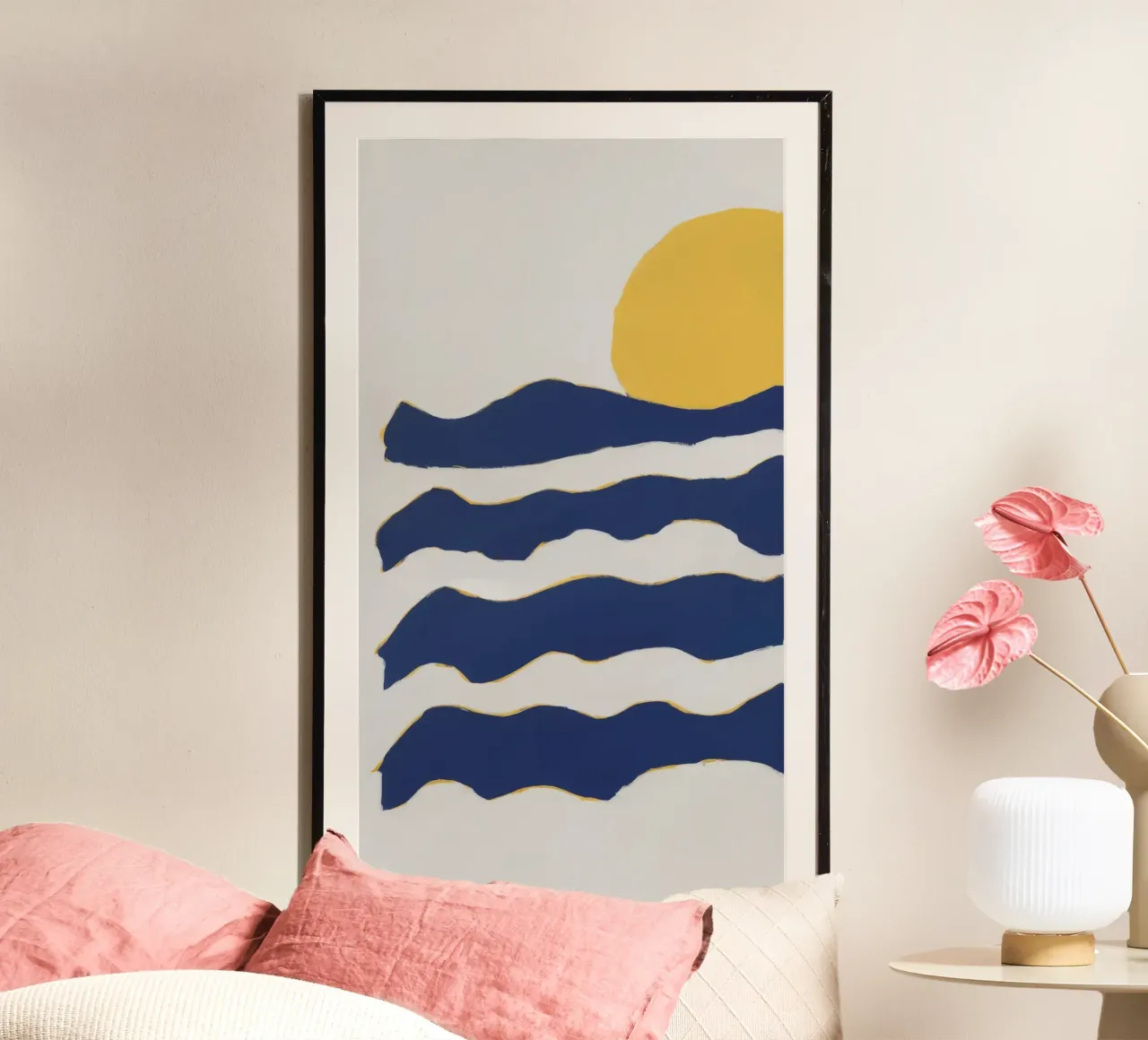Ritmo dell'onda di mezzanotte poster con telaio in legno da Stone Patina