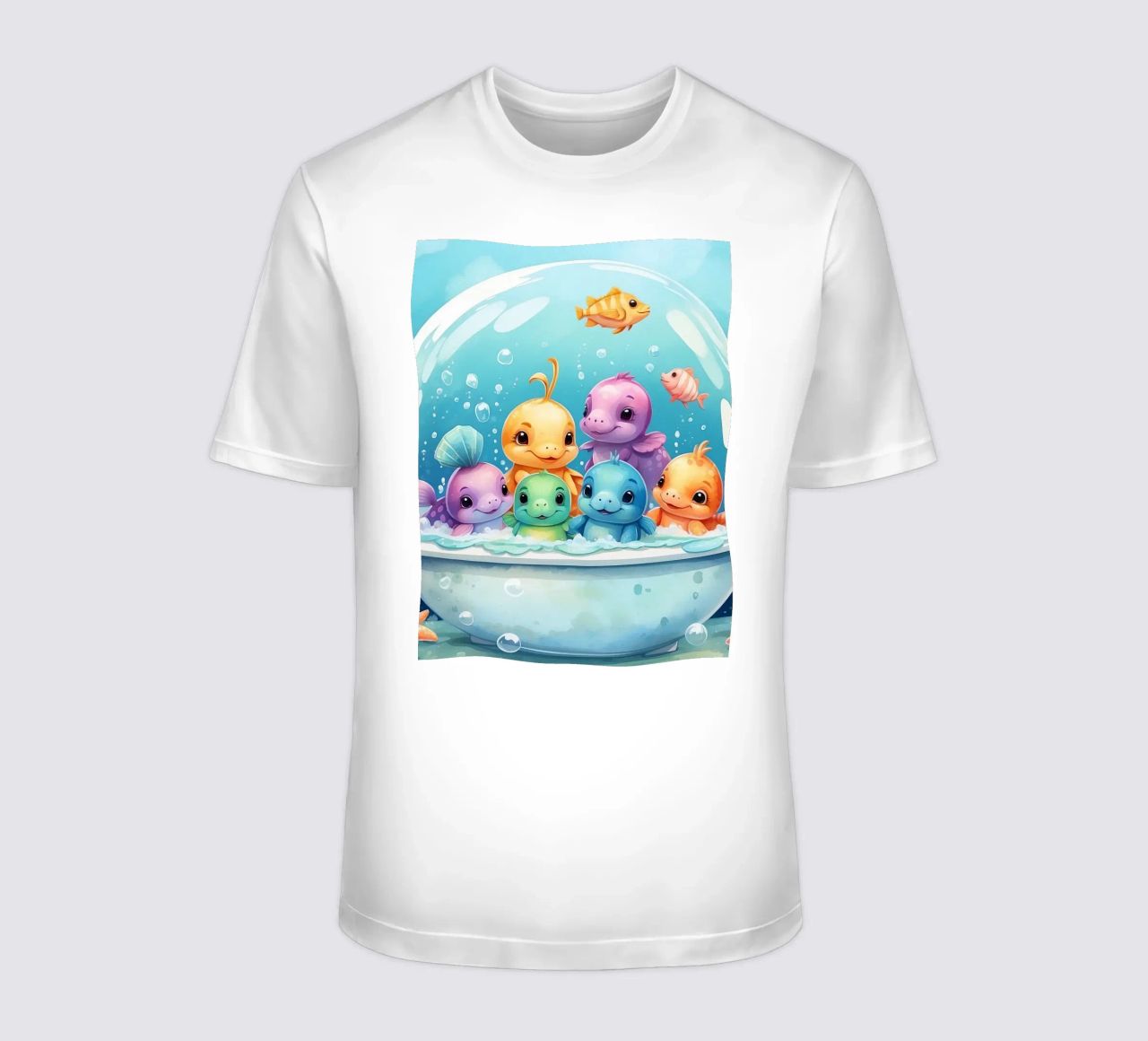 Simpatiche creature acquatiche in un bagno di schiuma con pesci colorati t-shirt da DesignDoodle