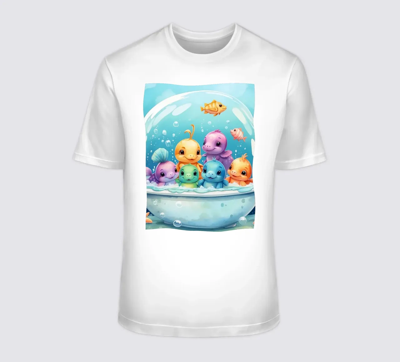 Simpatiche creature acquatiche in un bagno di schiuma con pesci colorati t-shirt da DesignDoodle