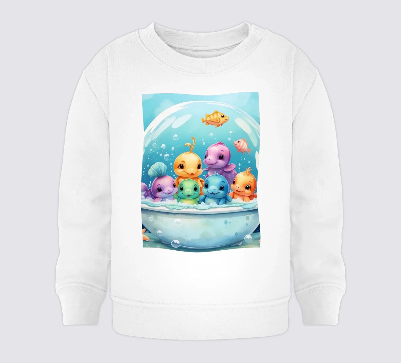 Simpatiche creature acquatiche in un bagno di schiuma con pesci colorati felpa neonato da DesignDoodle