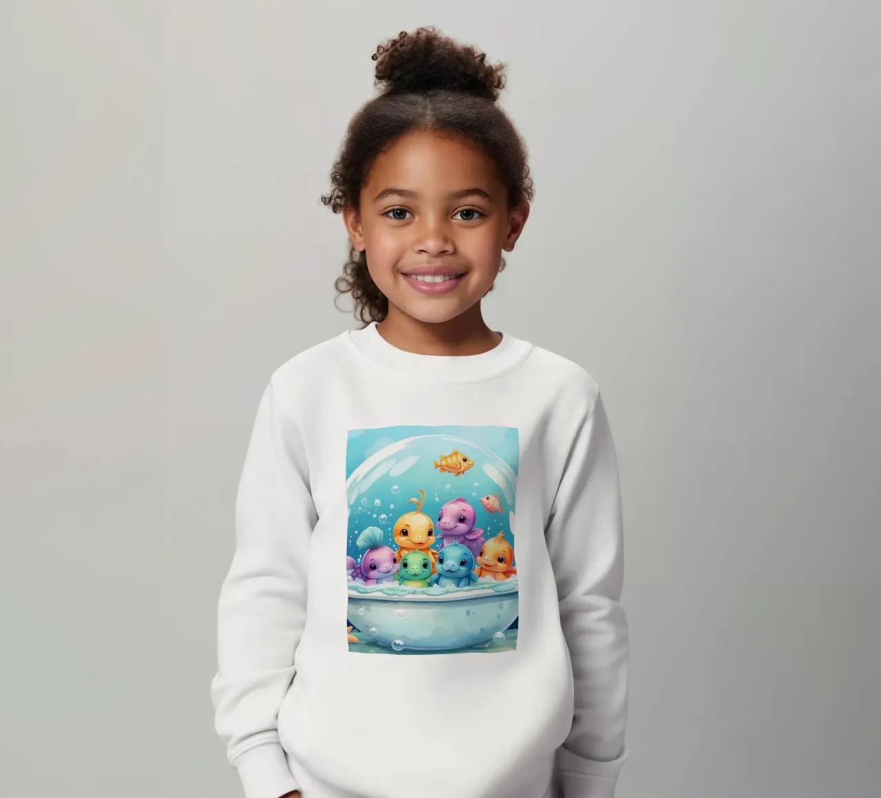 Simpatiche creature acquatiche in un bagno di schiuma con pesci colorati felpa bambino da DesignDoodle
