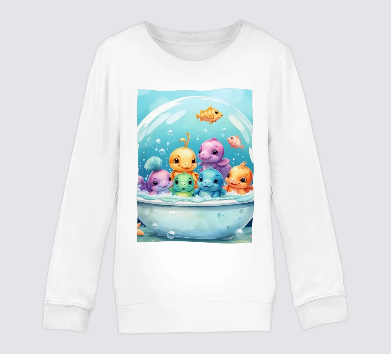 Simpatiche creature acquatiche in un bagno di schiuma con pesci colorati felpa bambino da DesignDoodle