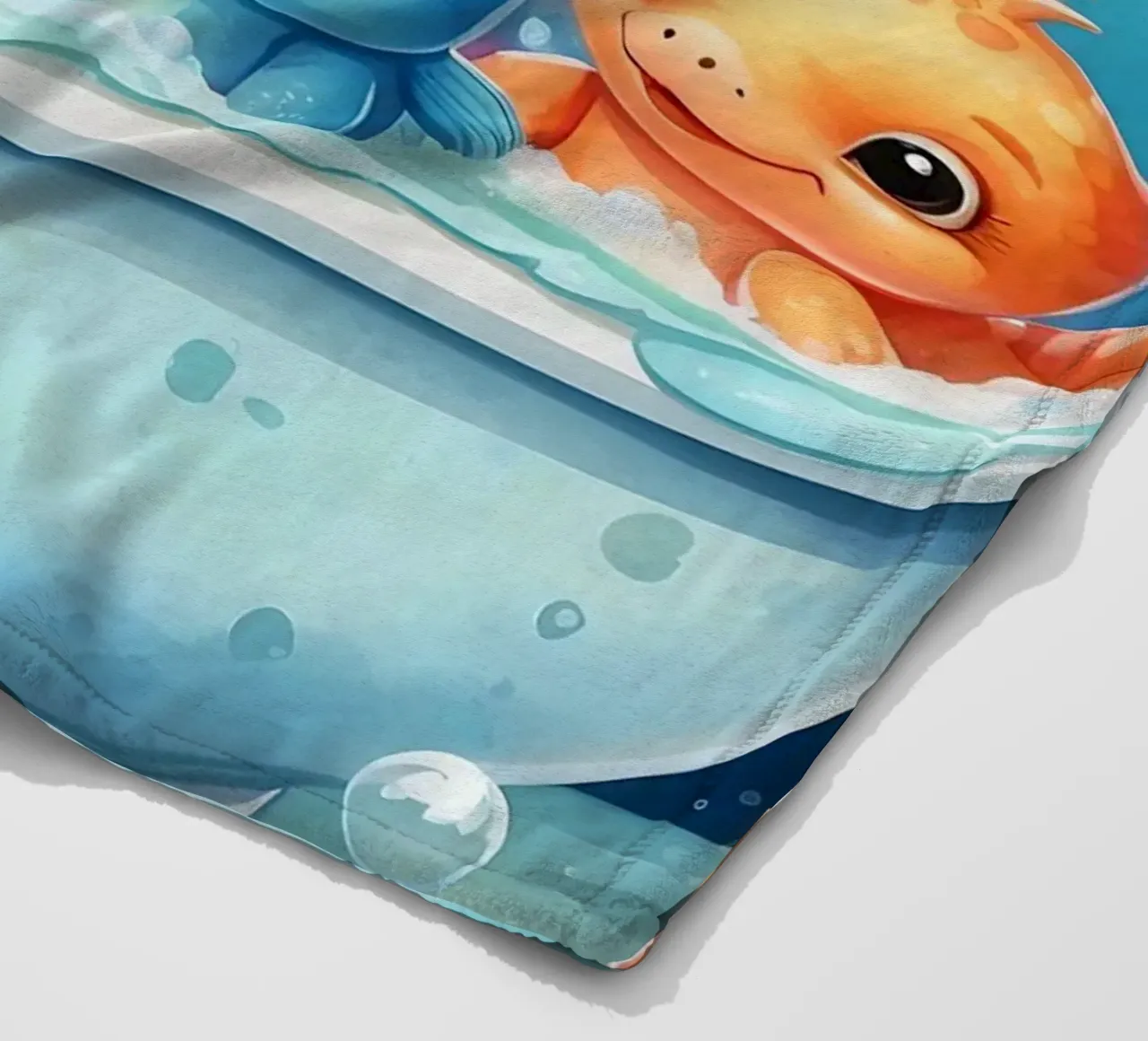 Simpatiche creature acquatiche in un bagno di schiuma con pesci colorati coperta in pile da DesignDoodle