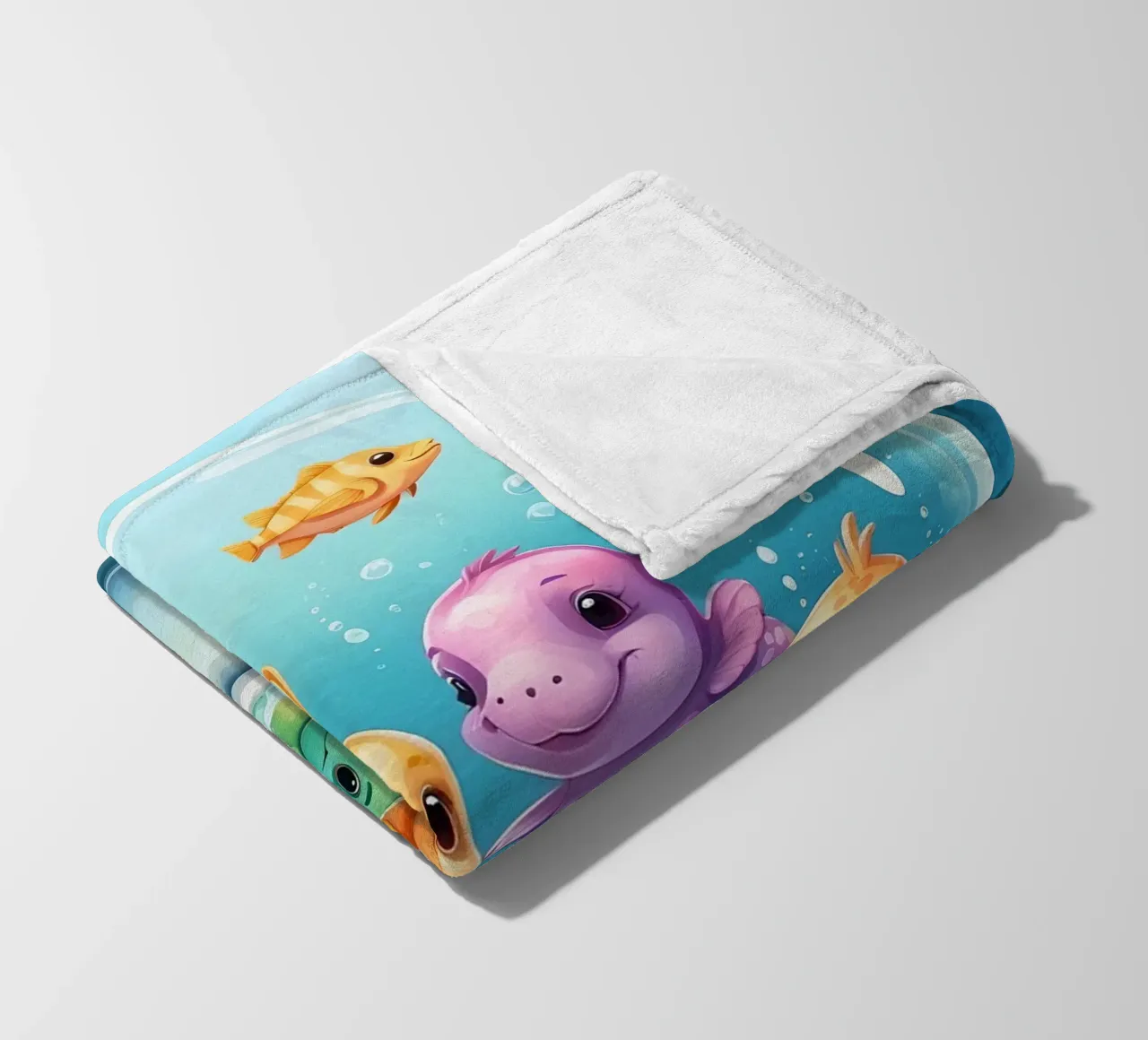Simpatiche creature acquatiche in un bagno di schiuma con pesci colorati coperta in pile da DesignDoodle