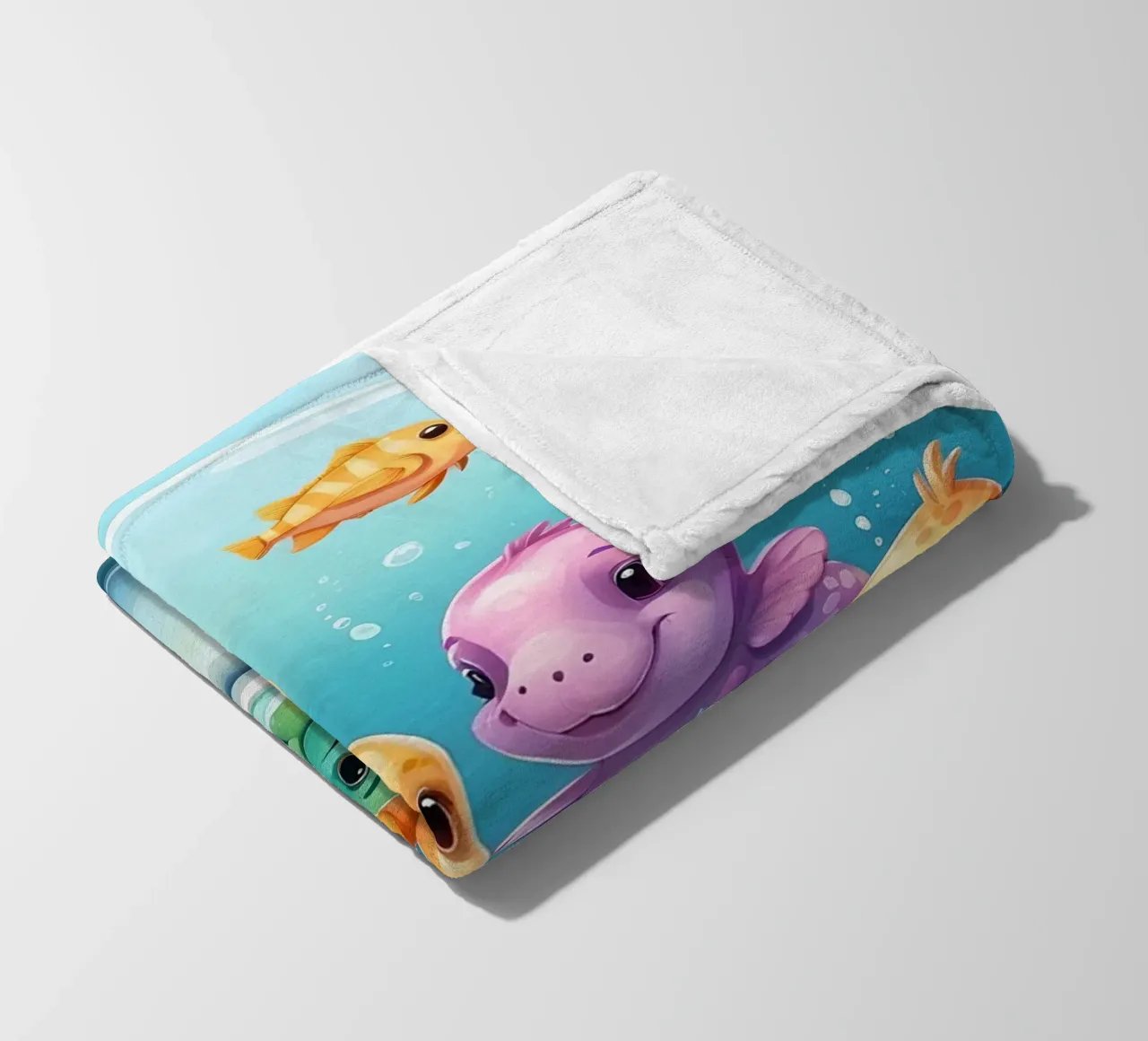 Simpatiche creature acquatiche in un bagno di schiuma con pesci colorati coperta in pile da DesignDoodle