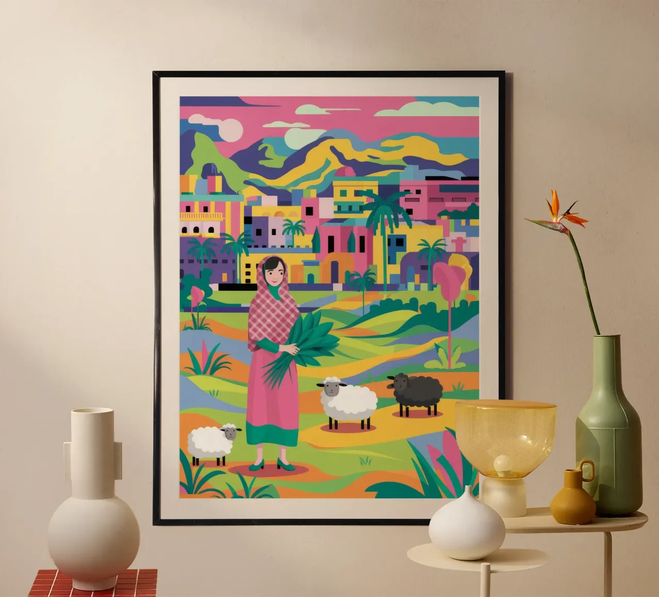 Gioco pastorale in collina poster con telaio in plastica da Haven Mirage