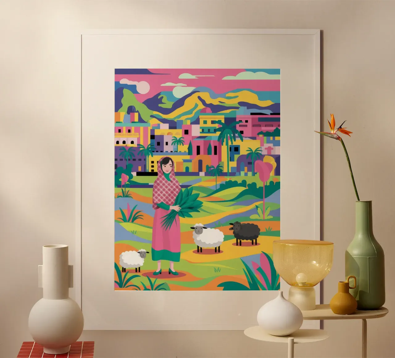 Gioco pastorale in collina poster con telaio in plastica da Haven Mirage