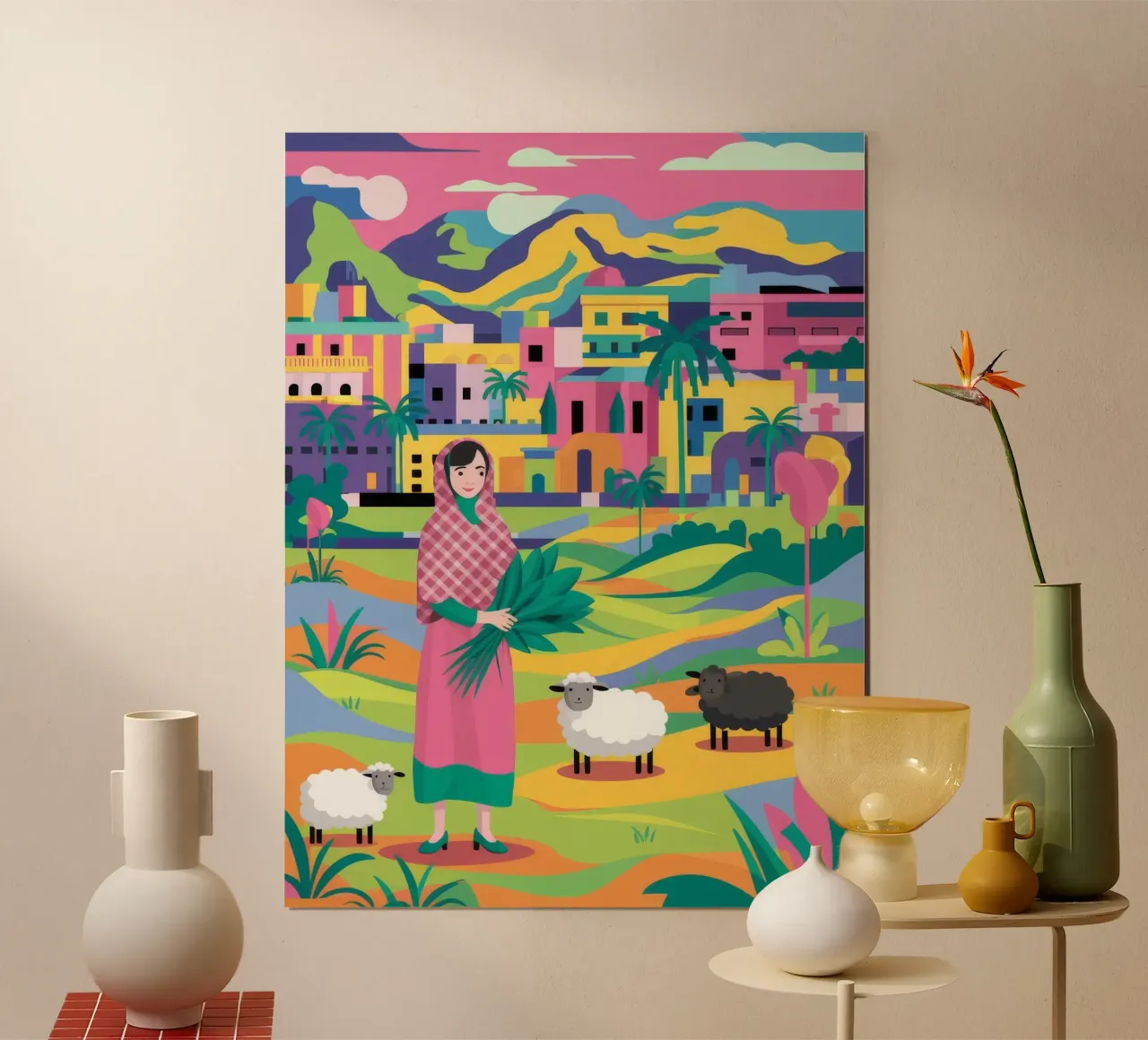 Gioco pastorale in collina poster con telaio in plastica da Haven Mirage