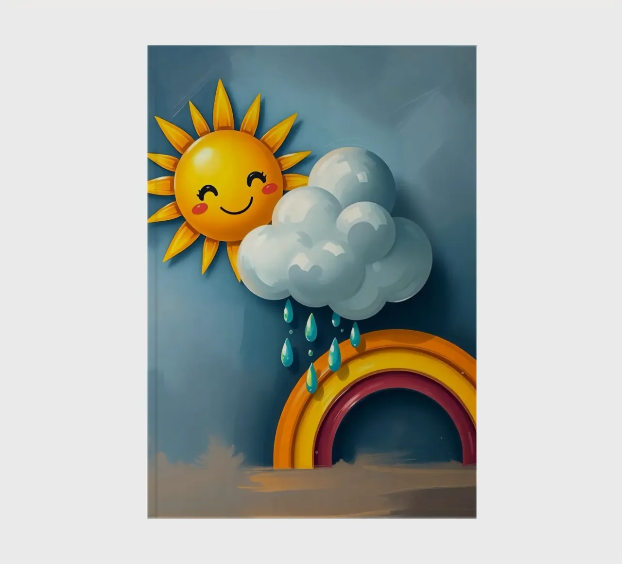 Whimsical sun character peeking out from behind a cloud notebook by DesignDoodle