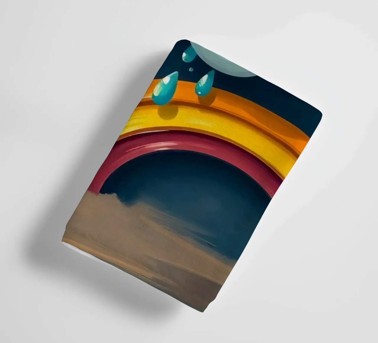Whimsical sun character peeking out from behind a cloud towel by DesignDoodle