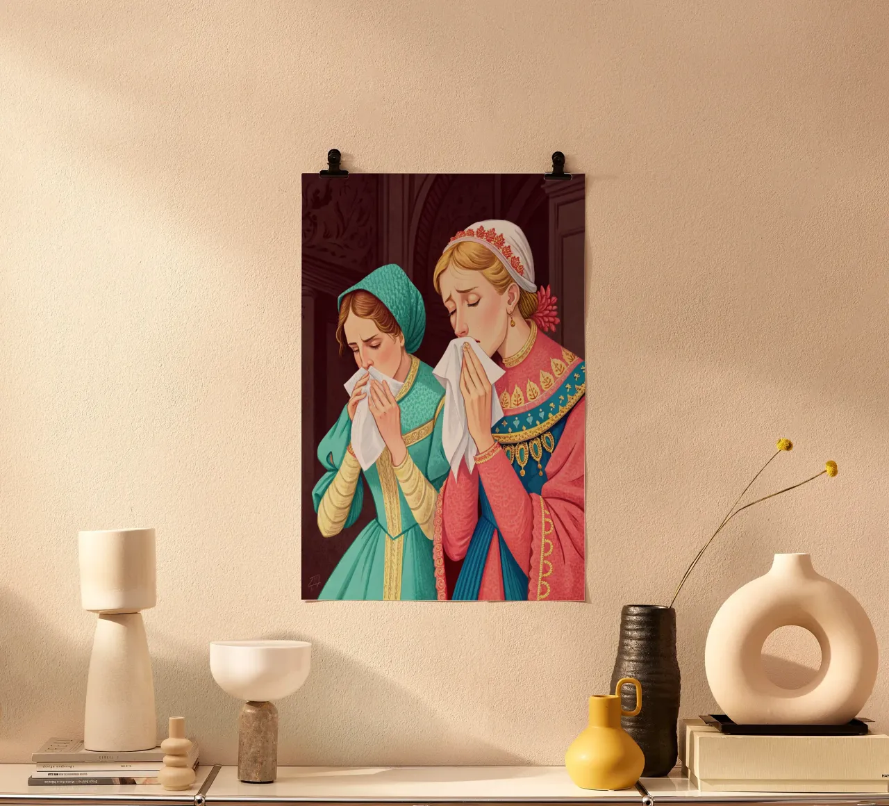 Cattivo odore Twoo Donne Umorismo da toilette Divertente Bagno poster con telaio in legno da zetazone