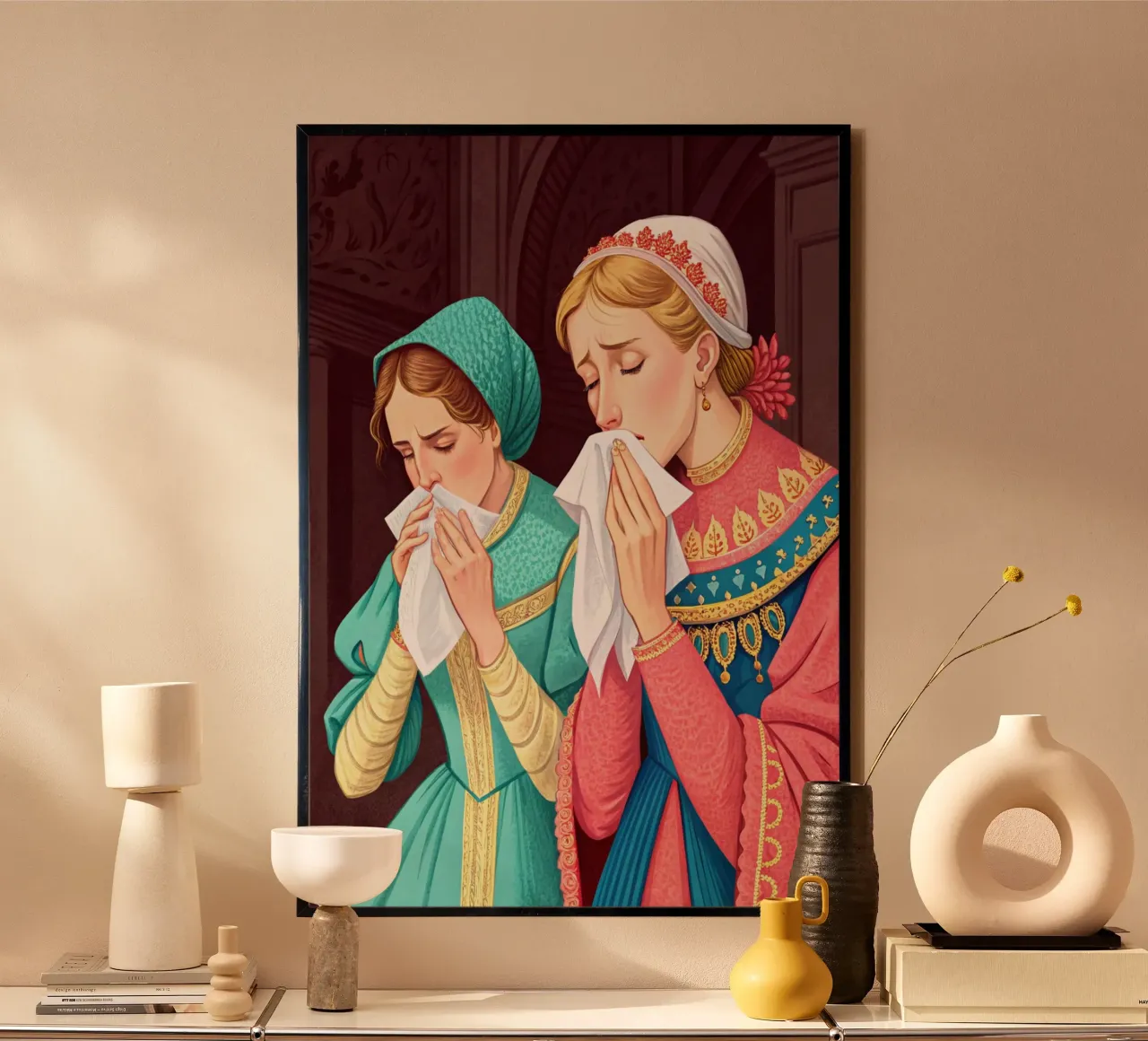 Cattivo odore Twoo Donne Umorismo da toilette Divertente Bagno poster con telaio in legno da zetazone